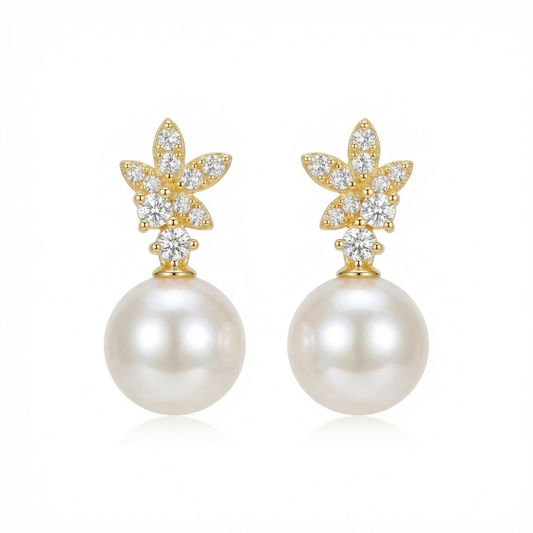 Sterling Silver Floral Pearl Drop Earrings