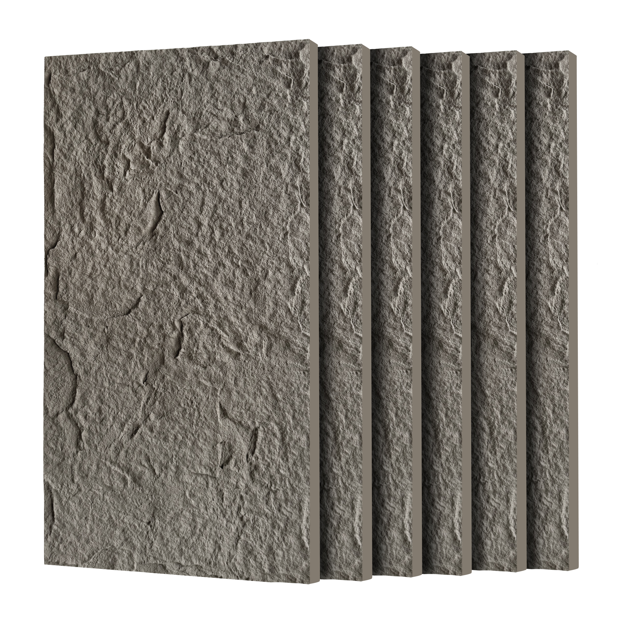 3D Faux Stone Wall Panels, 6 PCS PU Wainscoting Panel For Interior Wall Decor, Flame-resistant & Lightweight & Waterproof, For TV Wall, Office, Living Room,  47.24  X 23.62  Stone Skin  Charcoal Grey - Image 1