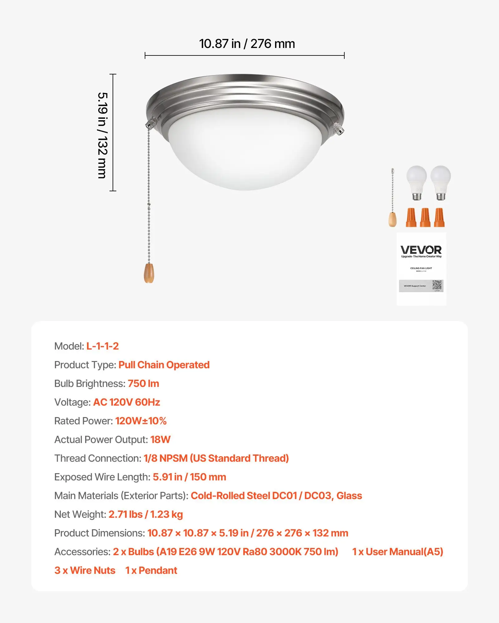 Ceiling Fan Light Kit, 750lm 3000K Kit
