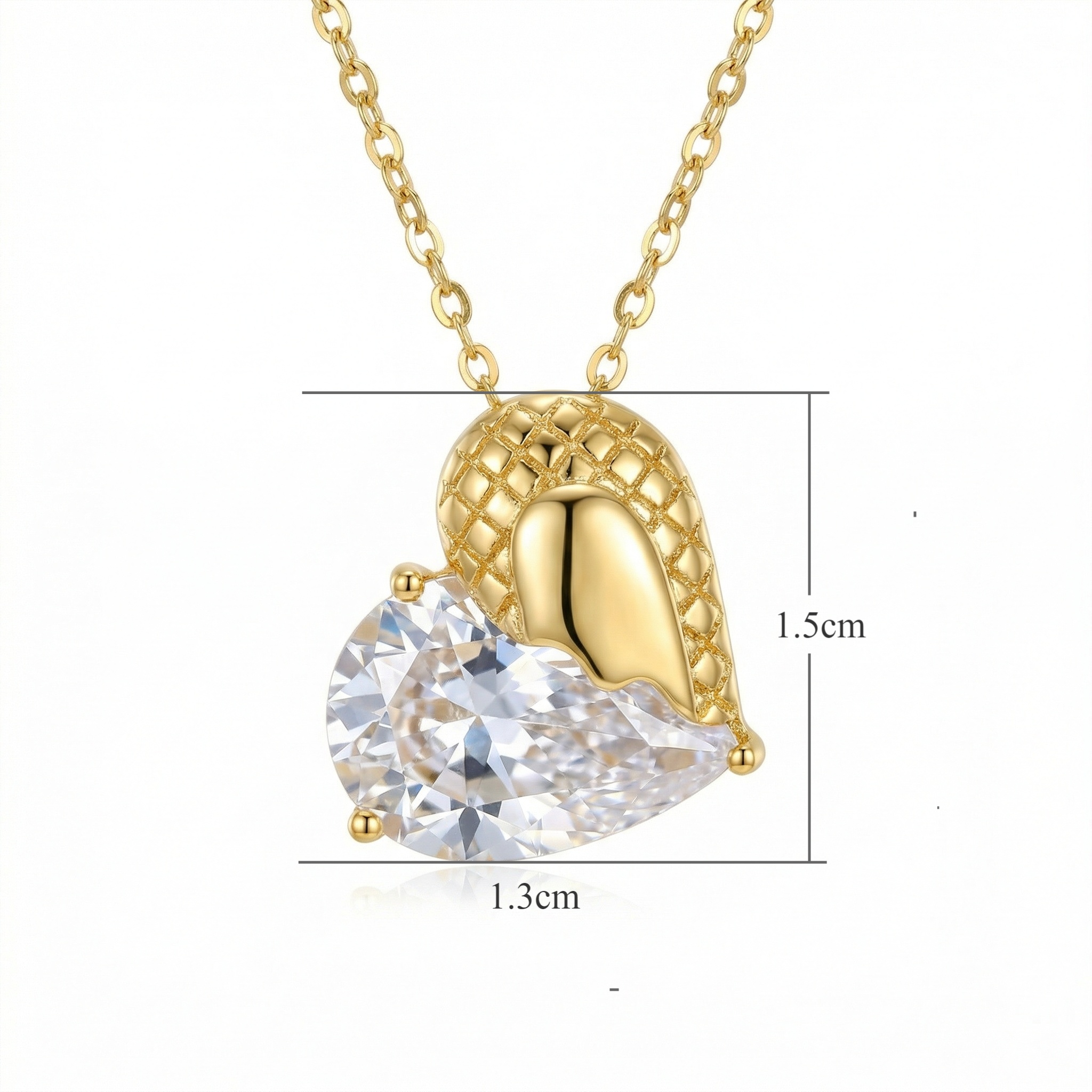 925 Sterling Silver Elegant Pear-Cut Sparkling Gemstone Pendant with Textured Wing Motif and Delicate Chain