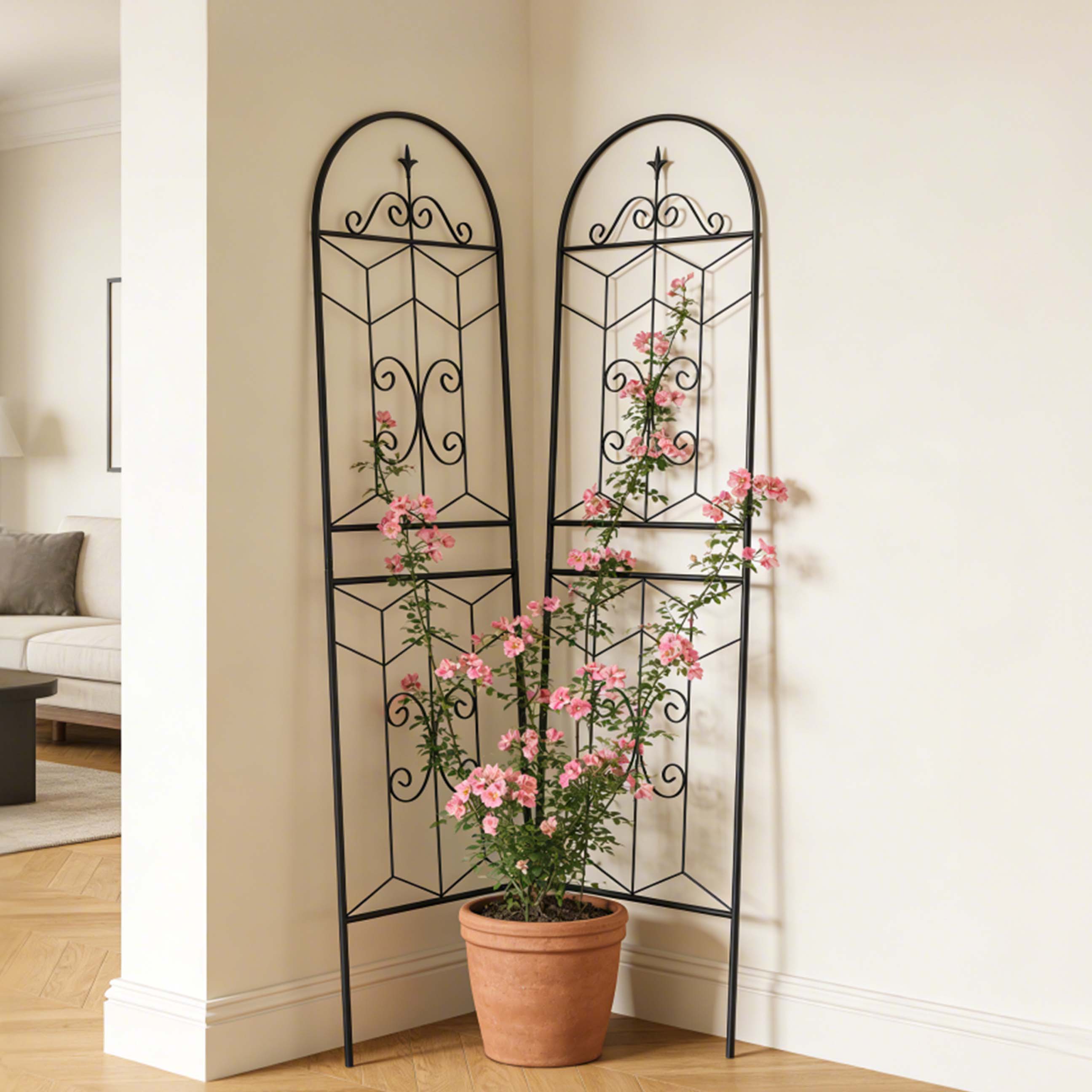 2 Pack Metal Garden Trellis 71 X 19.7 Rustproof Trellis For Climbing Plants Outdoor Flower Support Black