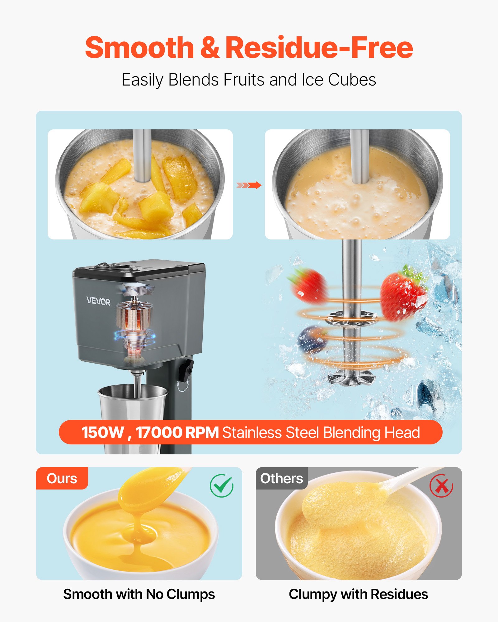 Machine à milkshake, mélangeur à lait frappé 150 w, mélangeur à boisson à tête unique – Image 2