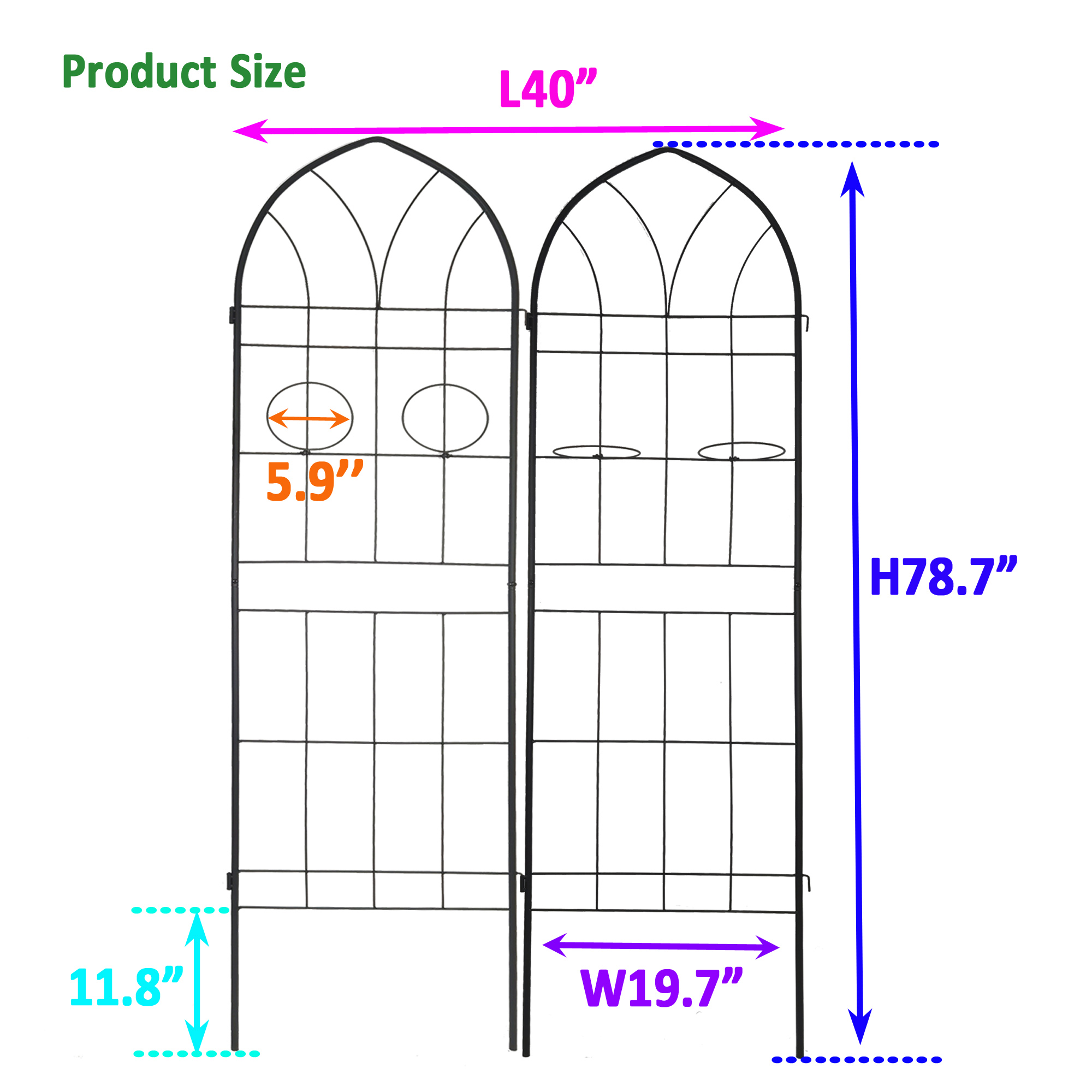 2 Pack Metal Garden Trellis 78.7  X 19.7  Rustproof Trellis For Climbing Plants Outdoor Flower Support Black