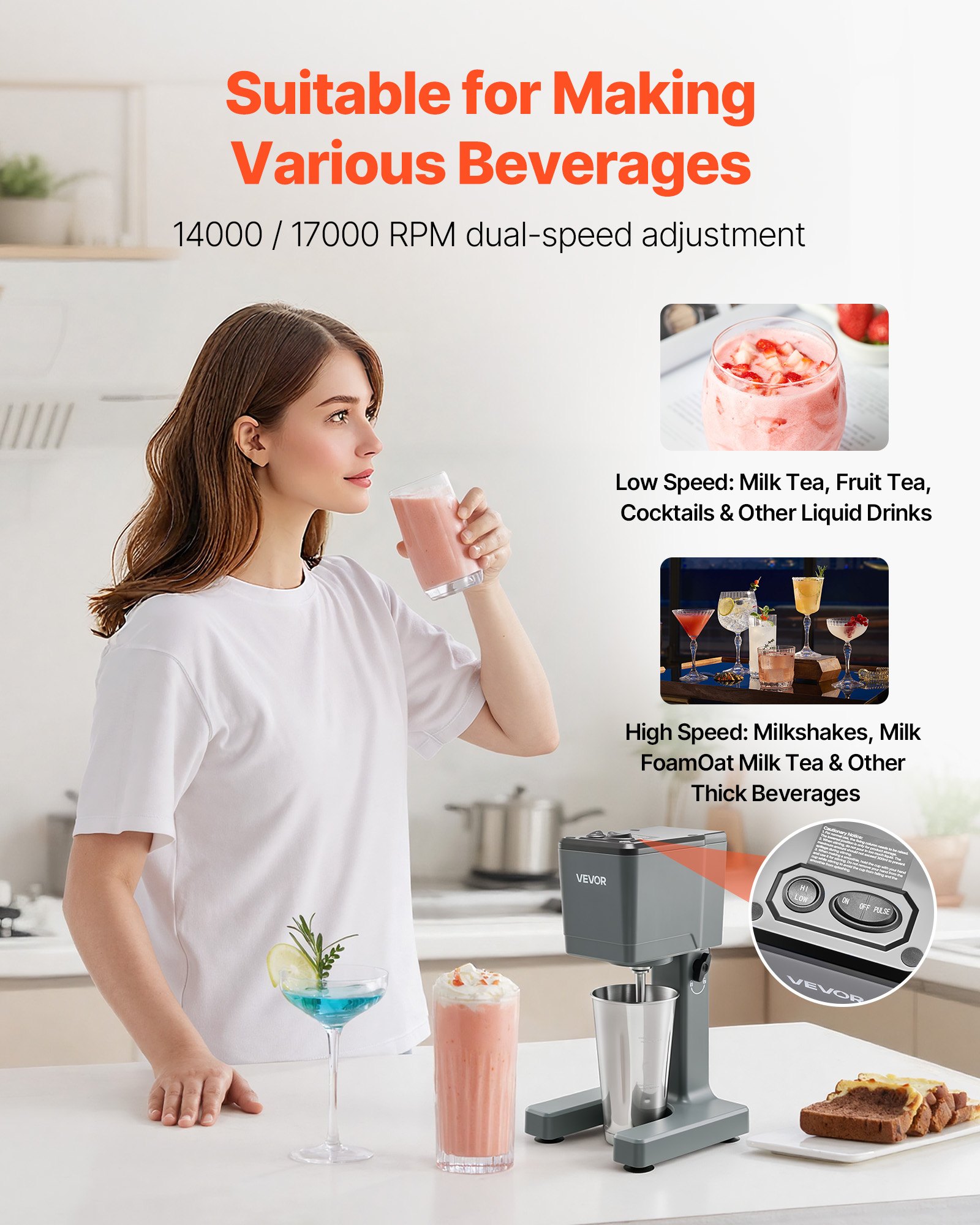 Machine à milkshake, mélangeur à lait frappé 150 w, mélangeur à boisson à tête unique – Image 4