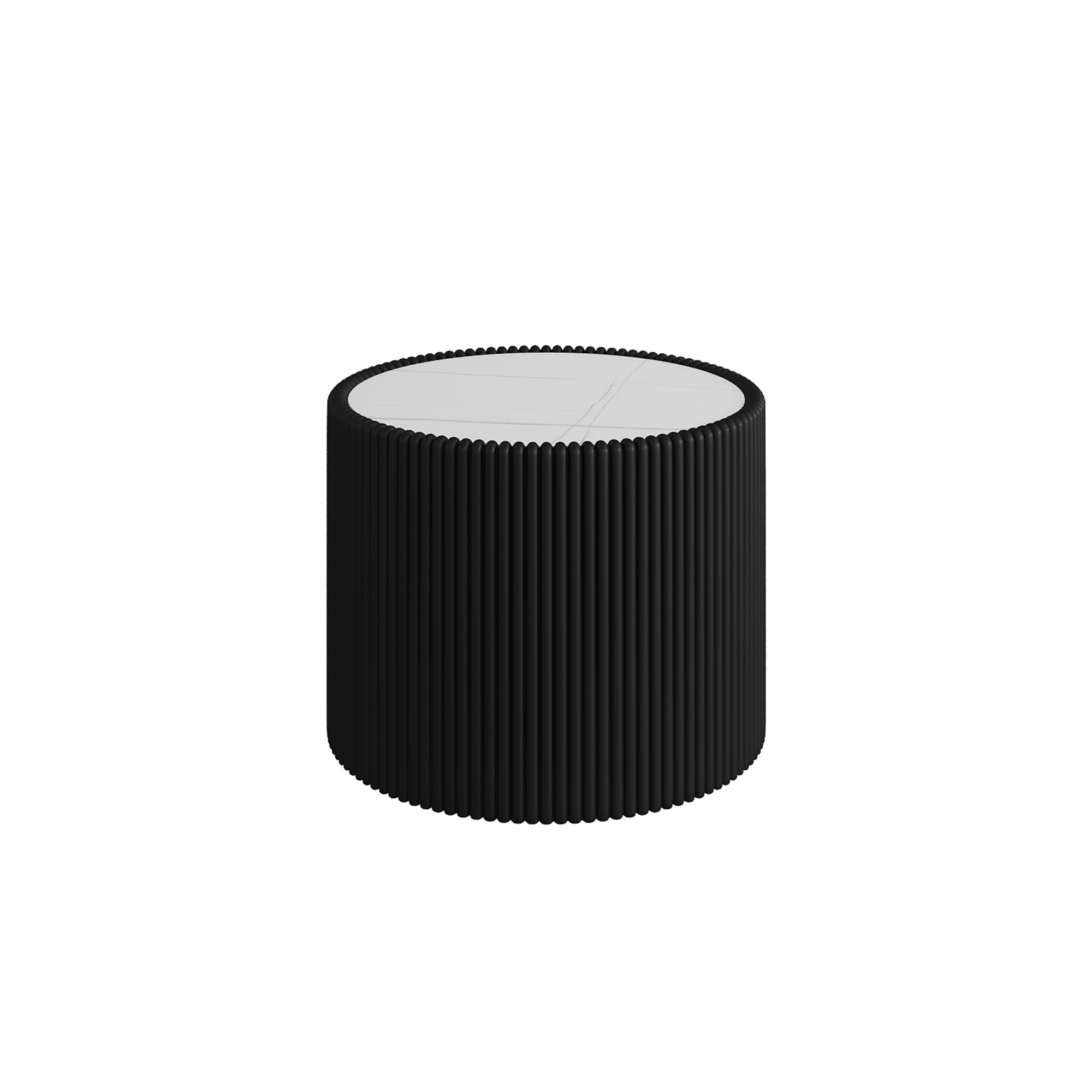 Light Sintered Stone Top Cylinder Shape Leather Coffee Modern Sofa Table For Living Room Furniture Each Tabletop Has A Unique Gold Pattern