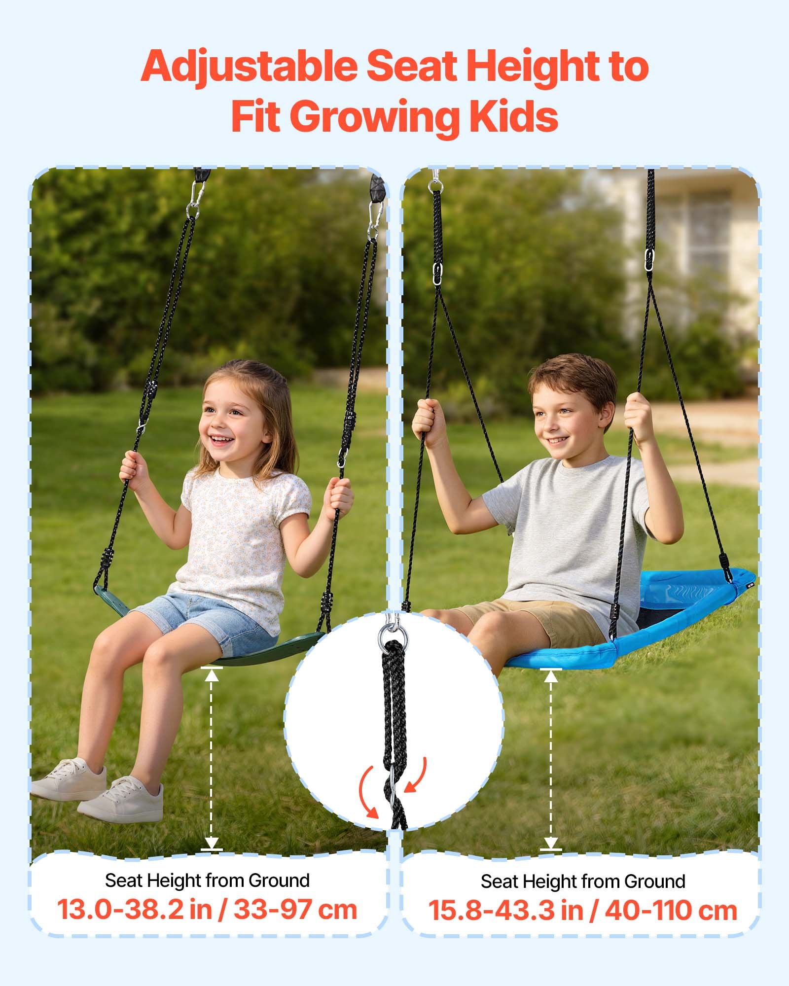 Swing Set For Backyard, 45 X 30 In Swing Seat And Two Belt Seats, With Heavy Duty A-Frame Metal Stand, 700 Lbs Load Capacity, Reinforced With Spiral Ground Anchors, Swingset Outdoor For Kids