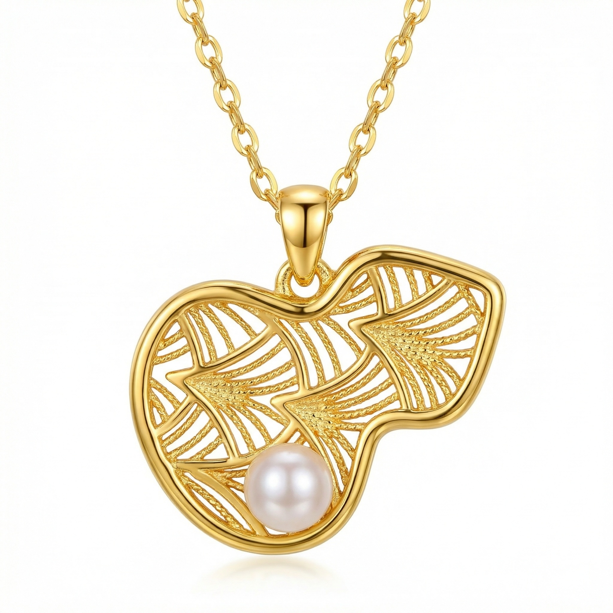 925 Sterling Silver Artistic Anatomical Liver Pendant Featuring Filigree Details and a Radiant Lustrous Pearl  - Image 1