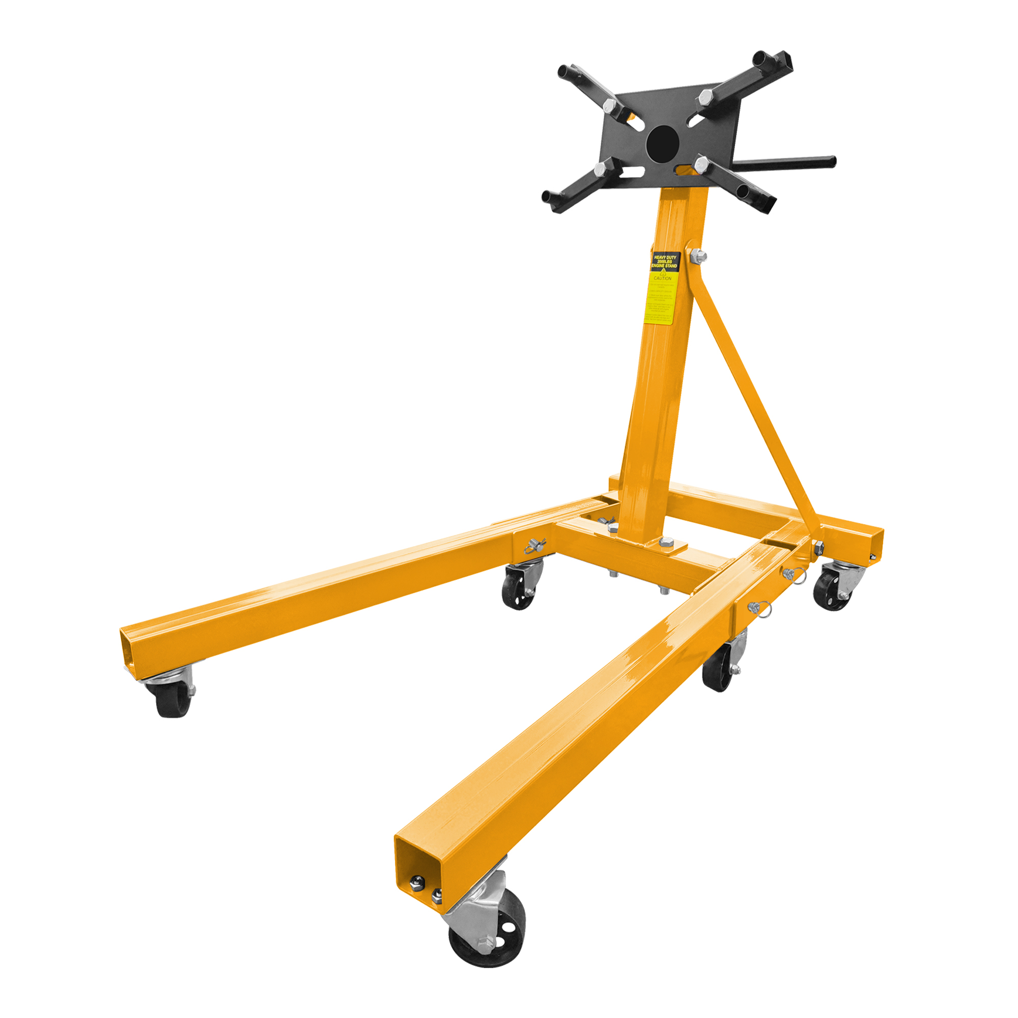 Engine Stand 2000LBS Capacity, 360 Degree Rotating Engine Run Stand With 6-Casters, Heavy Duty Motorcycle Engine Stand With Foldable Frame For Auto Repair, Vehicle Maintenance, Yellow