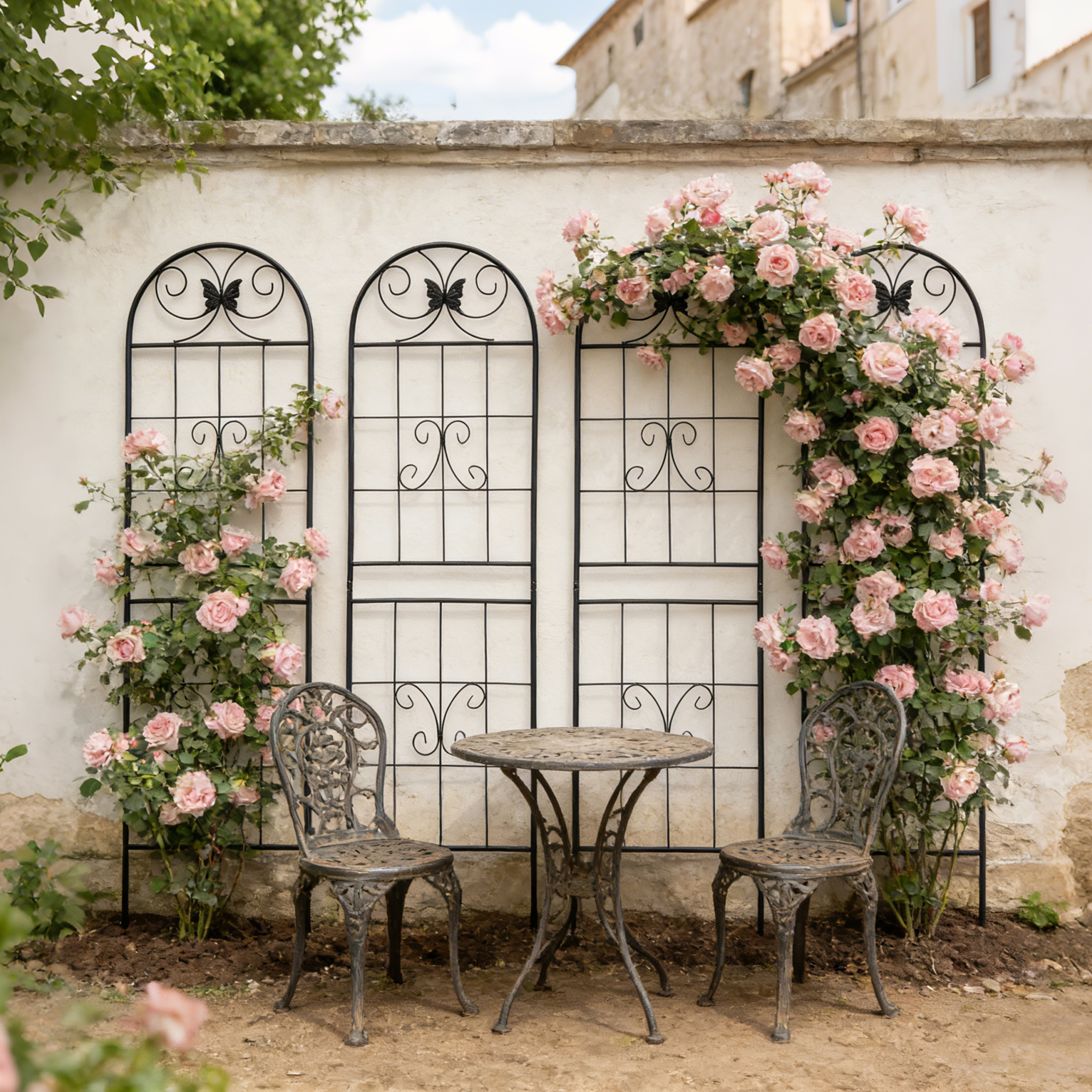 4 Pack Metal Garden Trellis 71  X 19.7  Rustproof Trellis For Climbing Plants Outdoor Flower Support Black