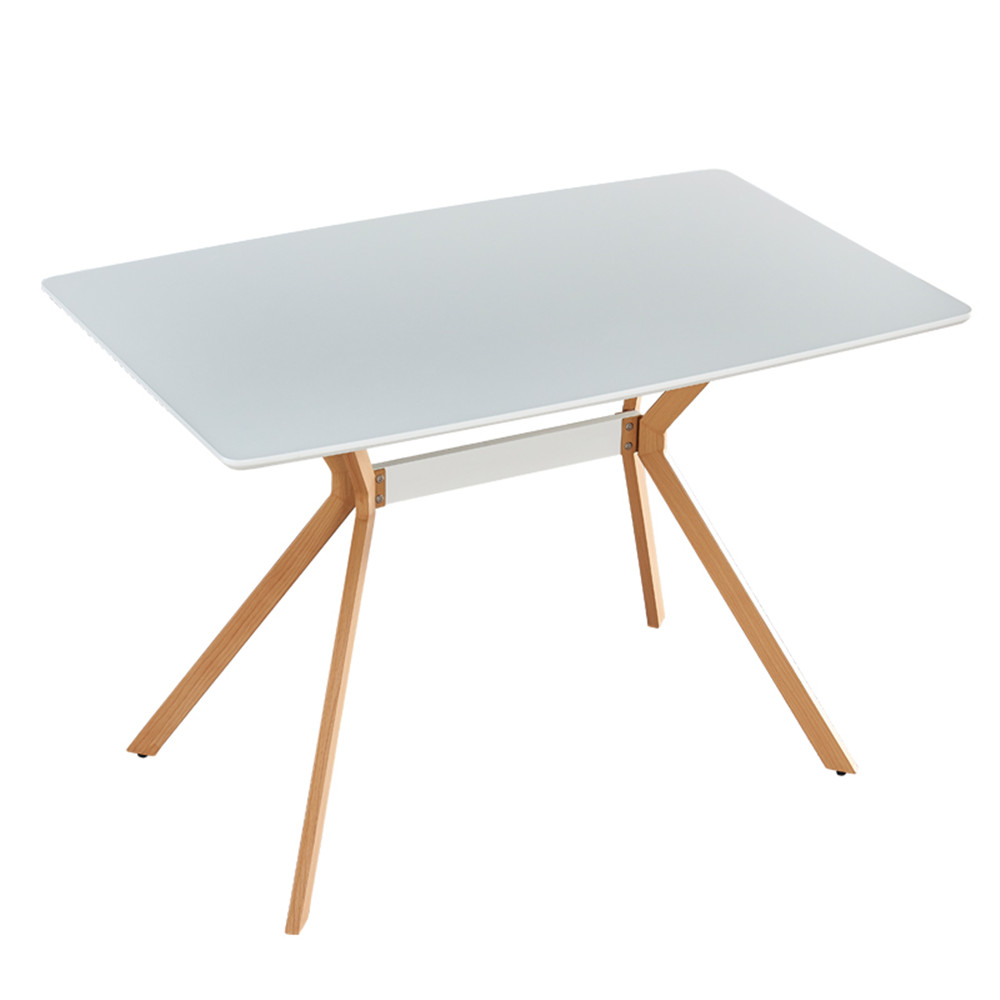 Modern Minimalist StyleDining Table MDF Anti-Scratch Top Metal Shelf Metal Heat Transfer Legs Leveling Feet For Dining Room Kitchen Office Table X 1 White