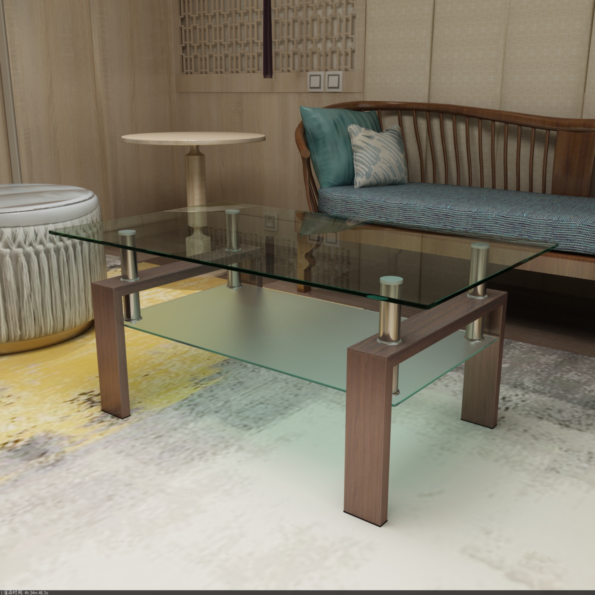 Rectangle Glass Coffee Table, Clear Coffee Table, Modern Side Center Tables For Living Room, Living Room Furniture_voghion.com