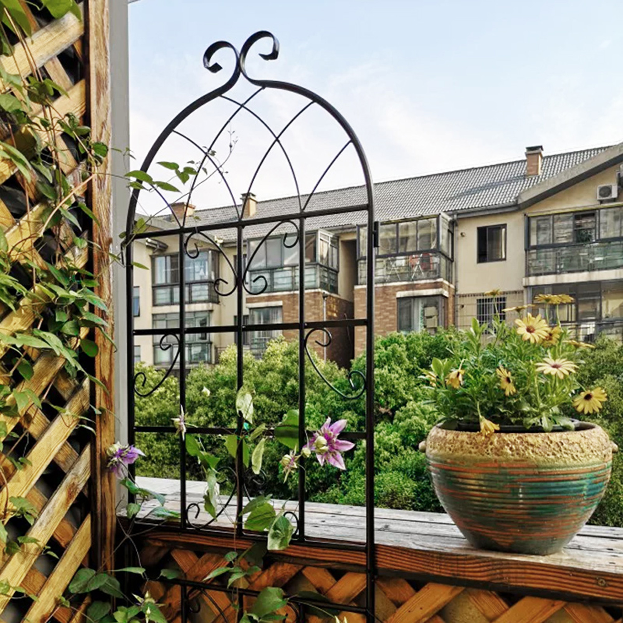 4 Pack Metal Garden Trellis 71  X 19.7  Rustproof Trellis For Climbing Plants Outdoor Flower Support Black