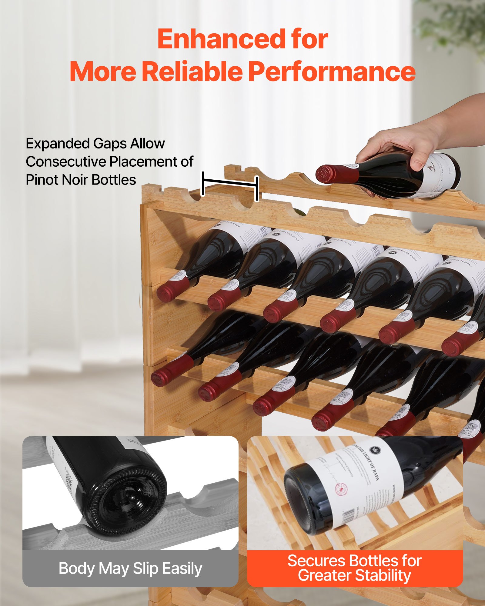 72 Bottle Stackable Modular Wine Rack, 8-Tier, Floor Freestanding Wine Storage Rack, Sturdy Wines Holder Display… - 4