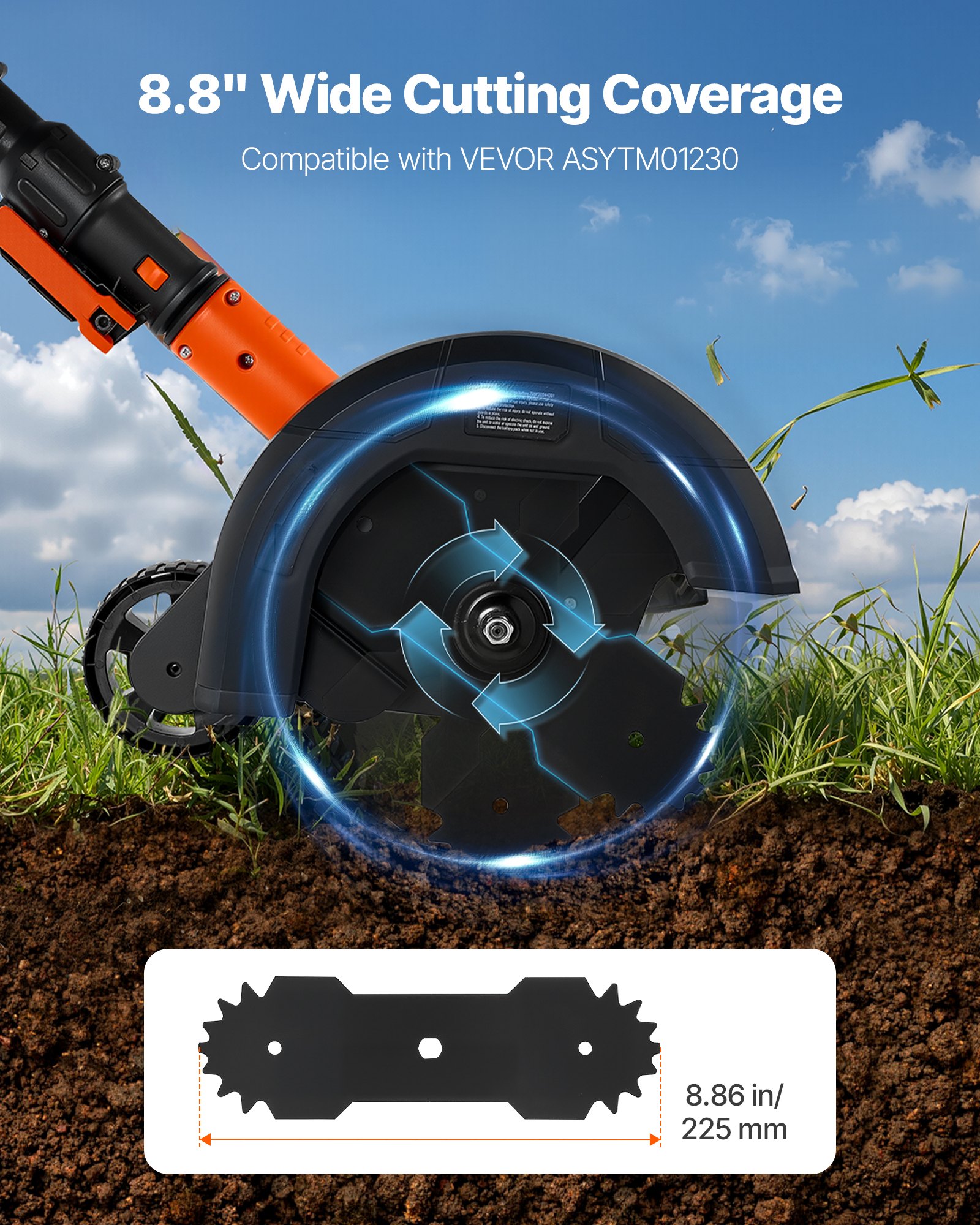 Electric Edger Blades, 8.8-inch Length, 3-Pack Replacement Blades, 65Mn High-Carbon Steel With Electrophoretic Coating, Multi-Serrated Sharp Edge, Compatible With The ASYTM01230 Edger