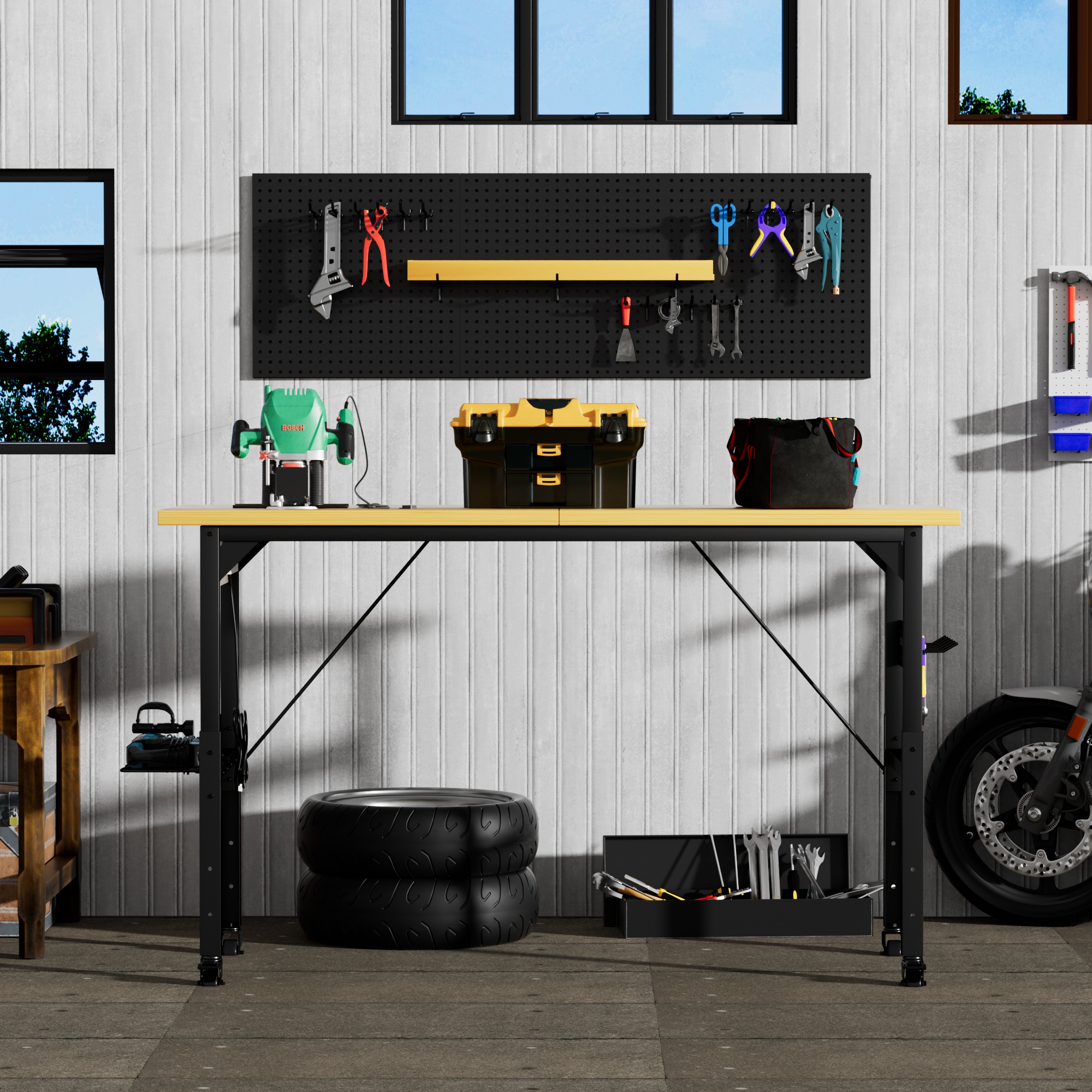 71 Adjustable Workbench with Pegboard β photo 4