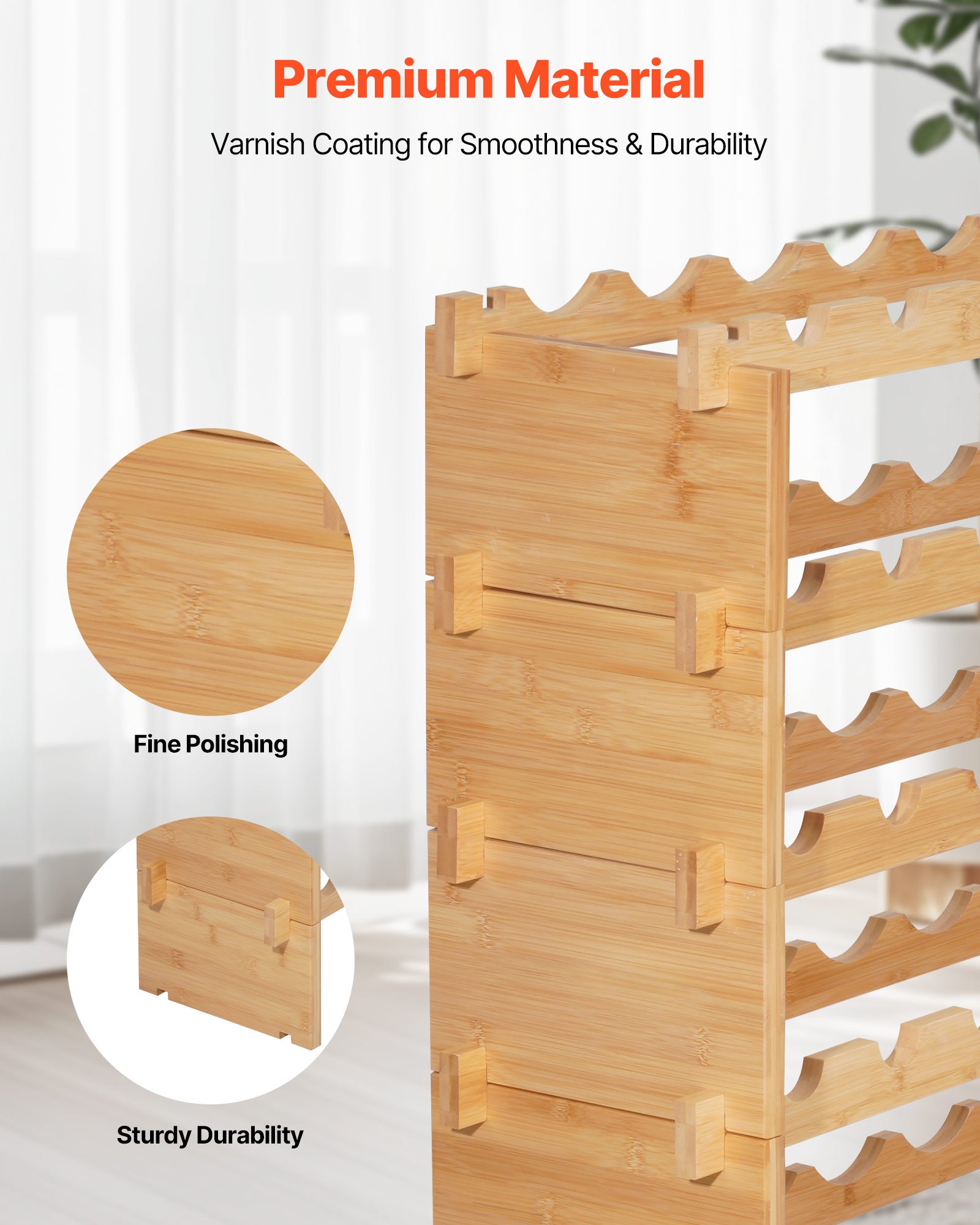 72 Bottle Stackable Modular Wine Rack, 8-Tier, Floor Freestanding Wine Storage Rack, Sturdy Wines Holder Display… - 6