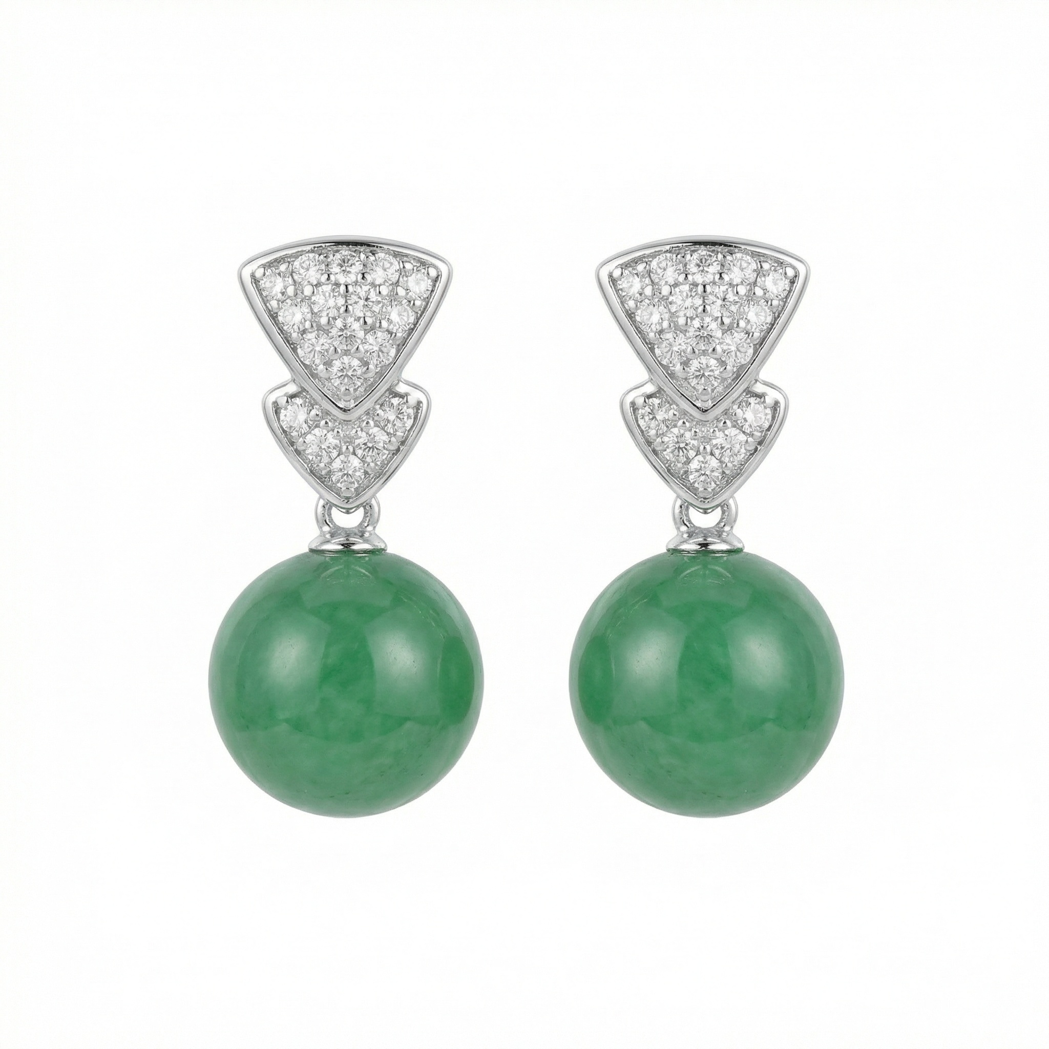 Sterling Silver Jadeite Bead Drop Earrings