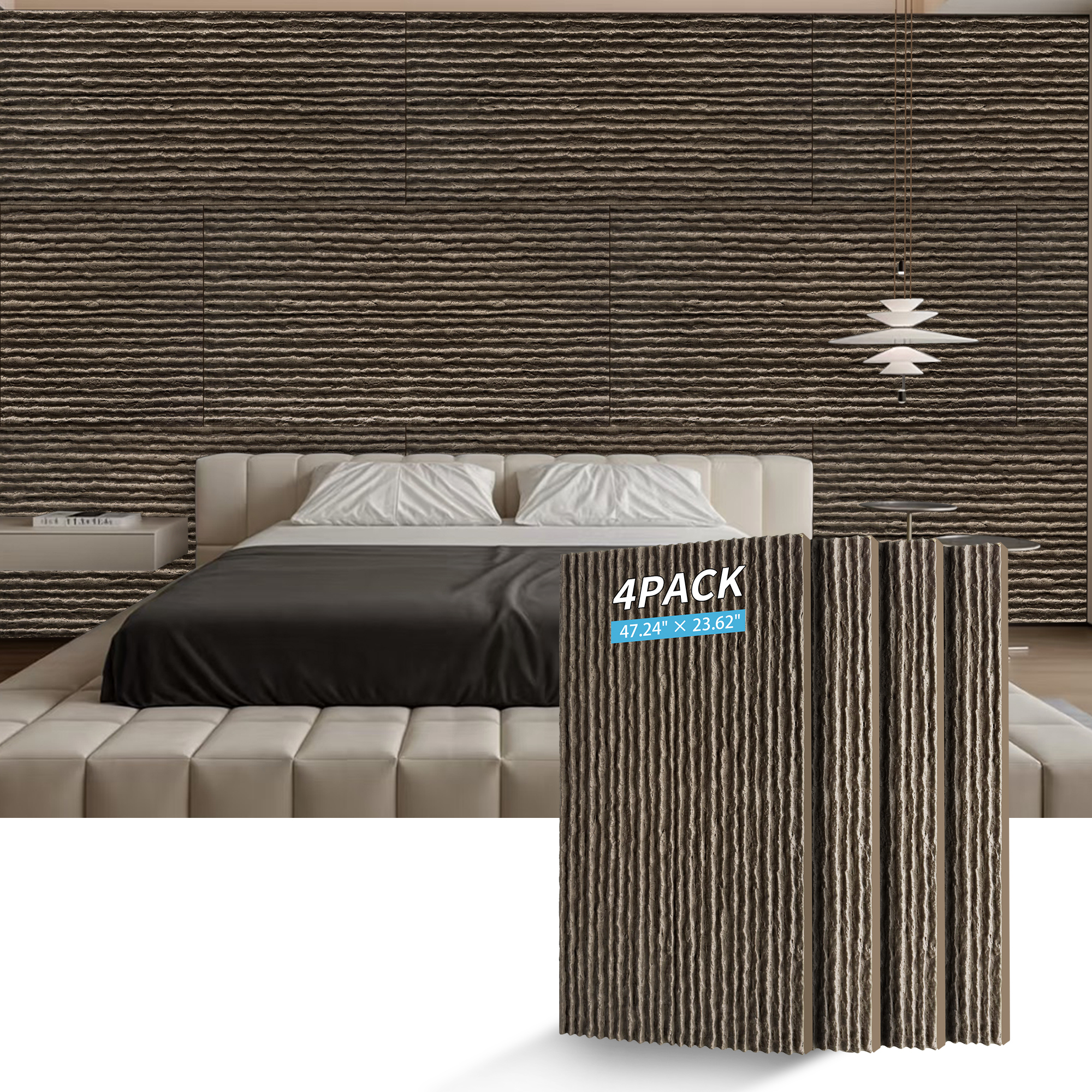 3D Faux Stone Wall Panels, 4 PCS PU Wainscoting Panel For Interior Wall Decor, Flame-resistant & Lightweight & Waterproof,for TV Wall, Office, Living Room, 47.24  X 23.62  Flowing Stone Space Black