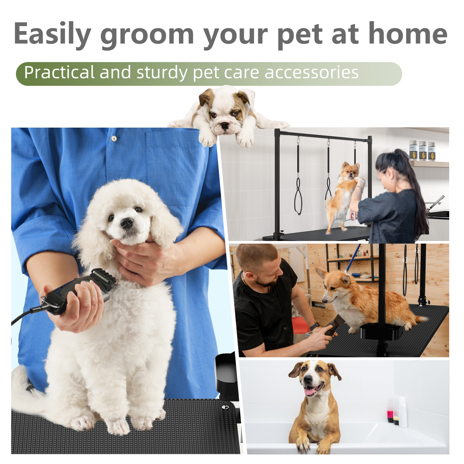 47  Black Large Dog Grooming Table X-Lift Foldable Grooming Table For Dogs At Home Adjustable Height Arms Pet Station With Nooses, Tool Organizer