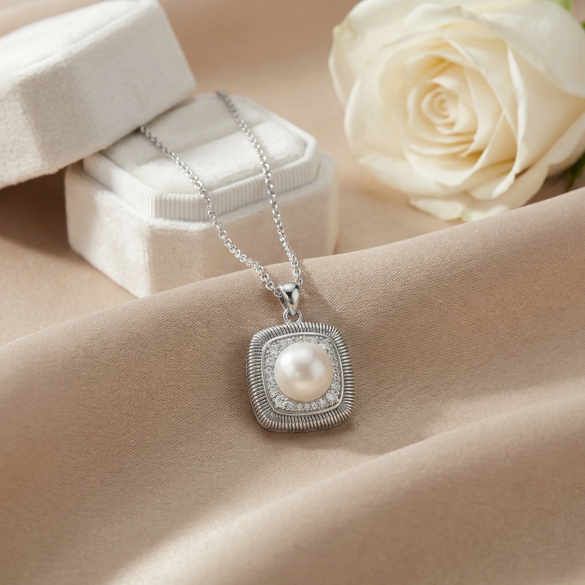 Sterling Silver Pearl Pendant Necklace, picture 3 of 3