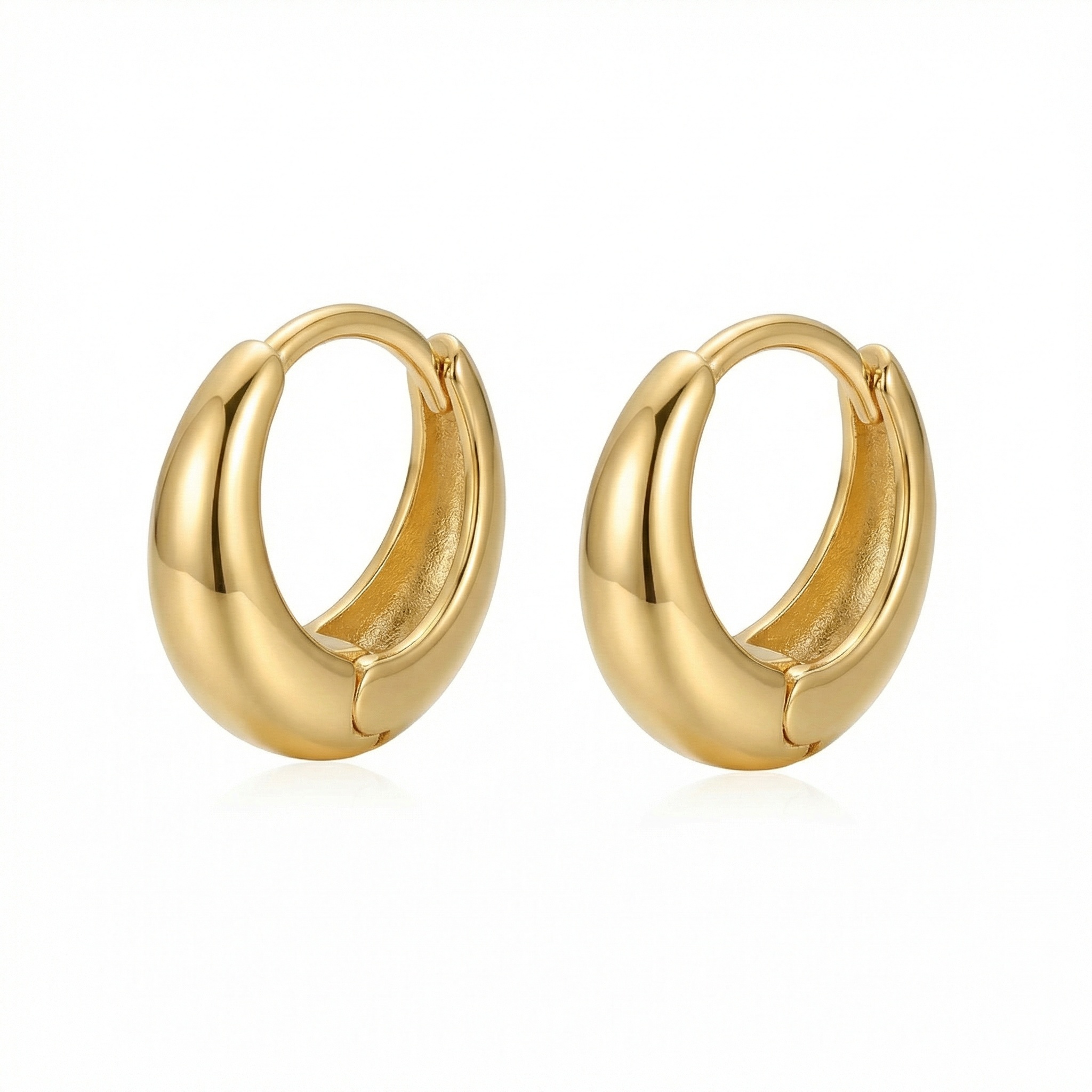 925 Sterling Silver Elegant Polished Chunky Huggie Hoop Earrings with Secure Hinge for Everyday Glamour