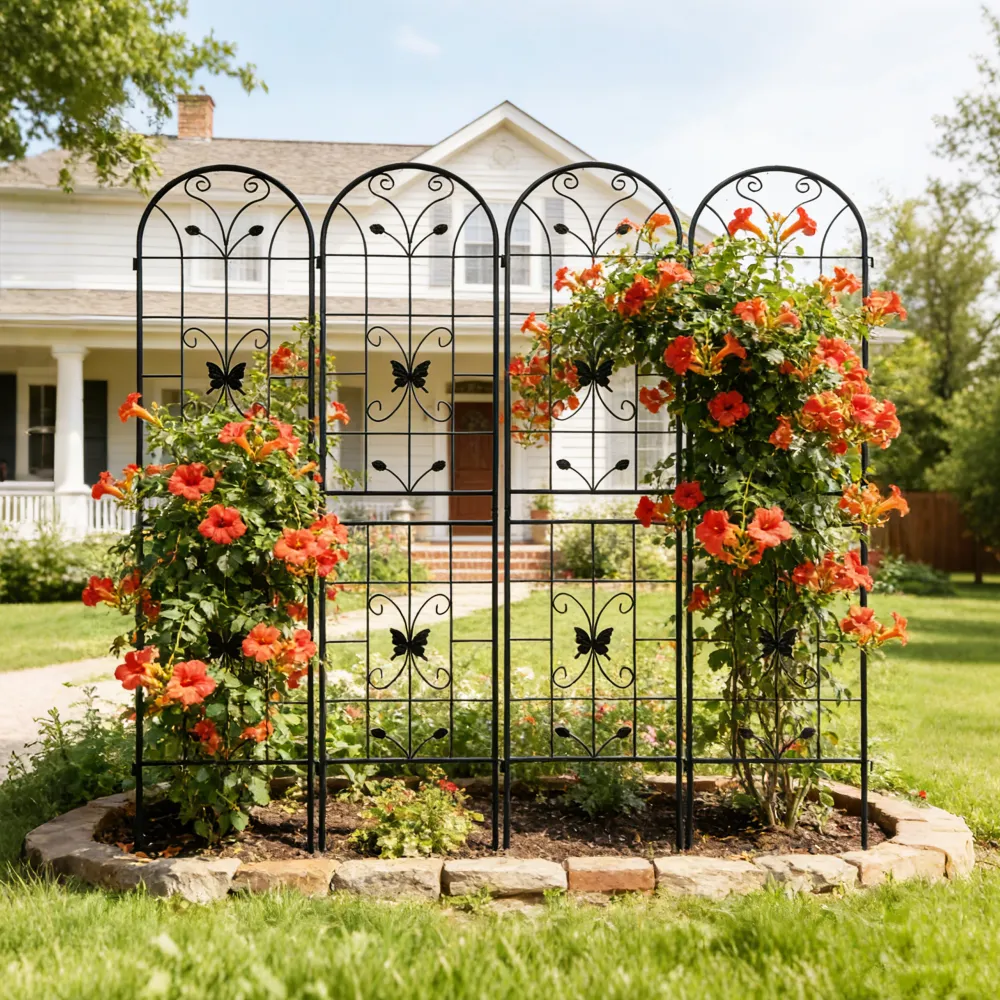 4 Pack Metal Garden Trellis 86.7  X 19.7  Rustproof Trellis For Climbing Plants Outdoor Flower Support Black