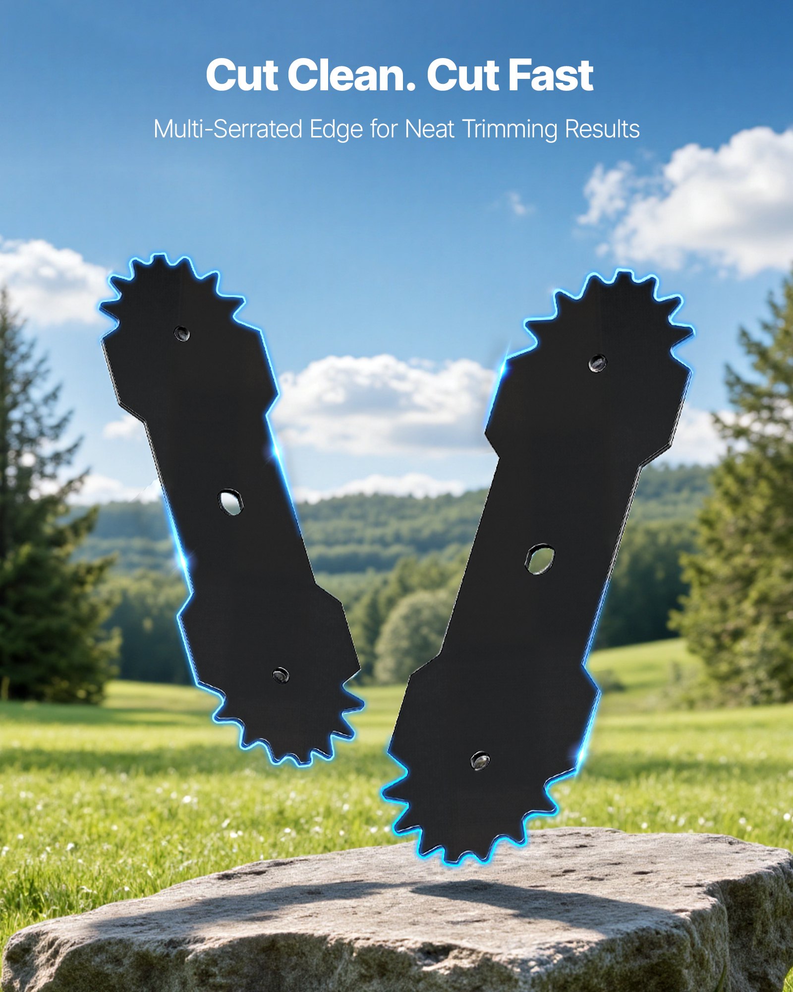 Electric Edger Blades, 8.8-inch Length, 3-Pack Replacement Blades, 65Mn High-Carbon Steel With Electrophoretic Coating, Multi-Serrated Sharp Edge, Compatible With The ASYTM01230 Edger