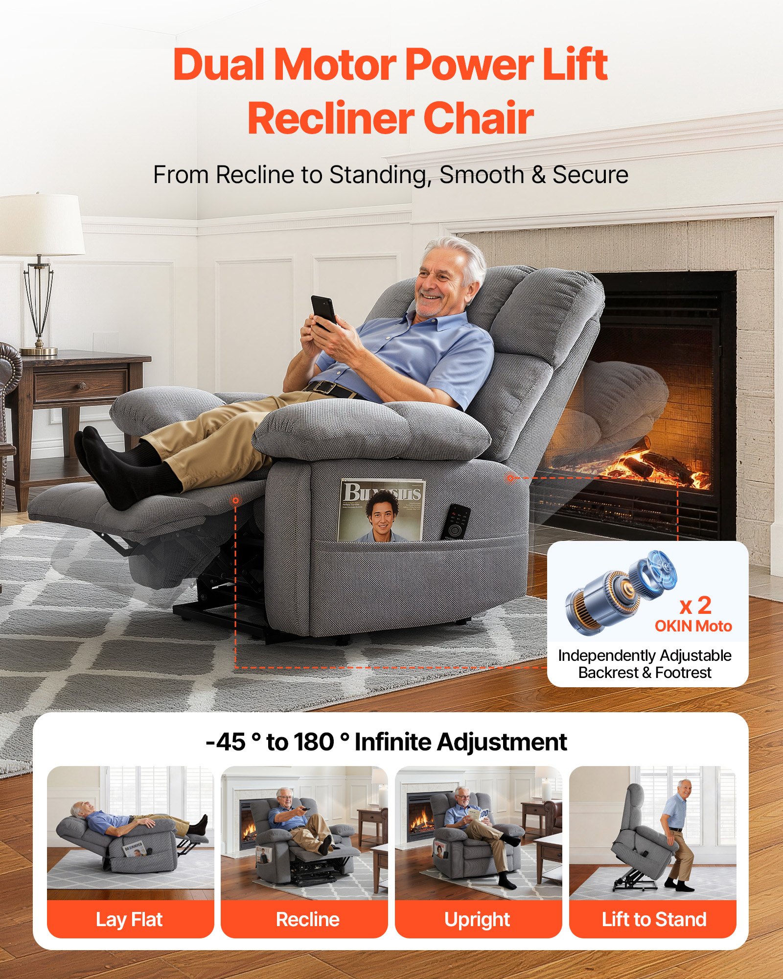 Power Lift Recliner Chair — Dual Motor — photo 4