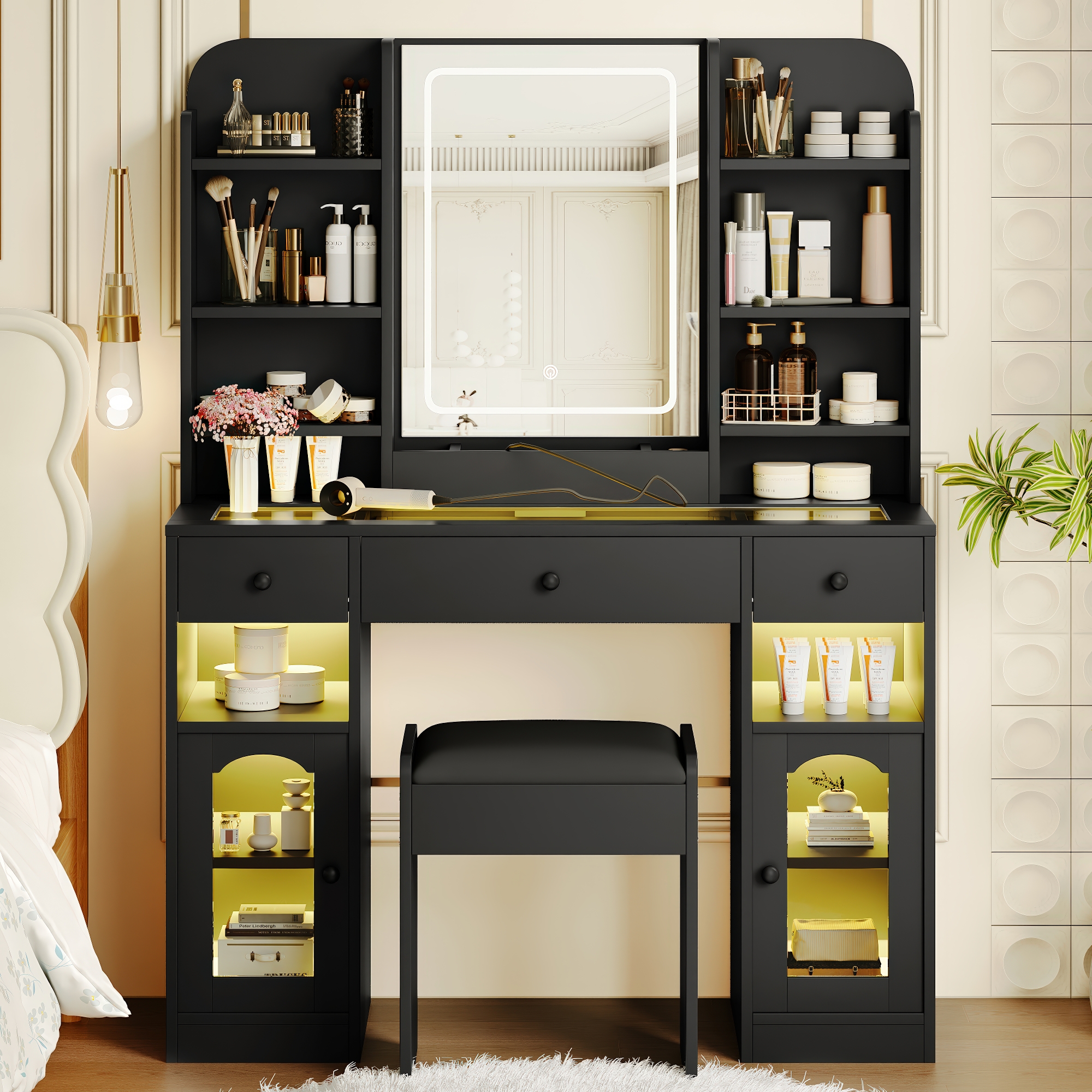 Vanity Desk with LED Mirror