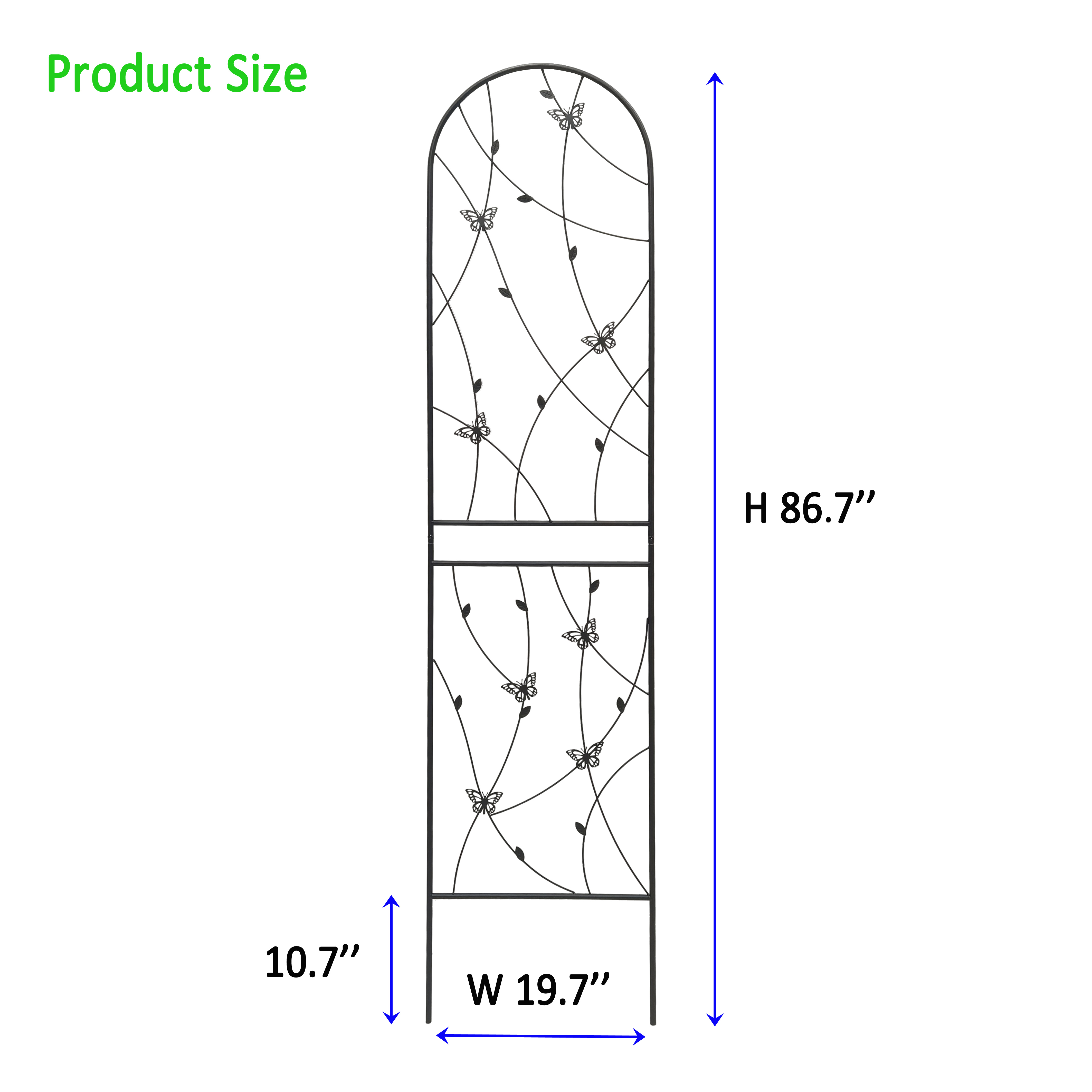 4 Pack Metal Garden Trellis 86.7  X 19.7  Rustproof Trellis For Climbing Plants Outdoor Flower Support Butterfly Deco Black