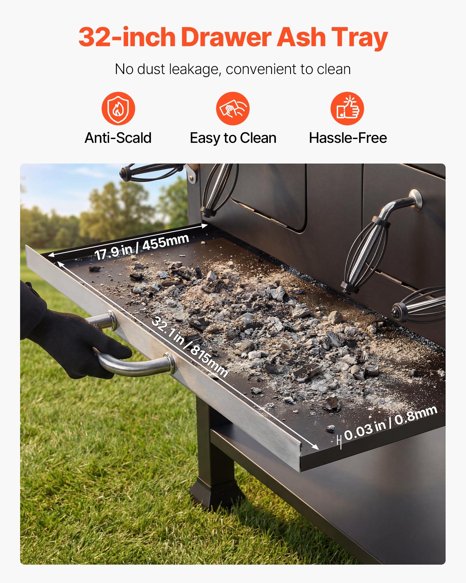 Charcoal Grill, 780 Sq.in. Extra-Large Charcoal Barbecue Grill With 2 Liftable Charcoal Trays & Folding Side Tables, High-Temp Powder-Coated Steel BBQ Cooking Grills For Patio Back.yard Parties