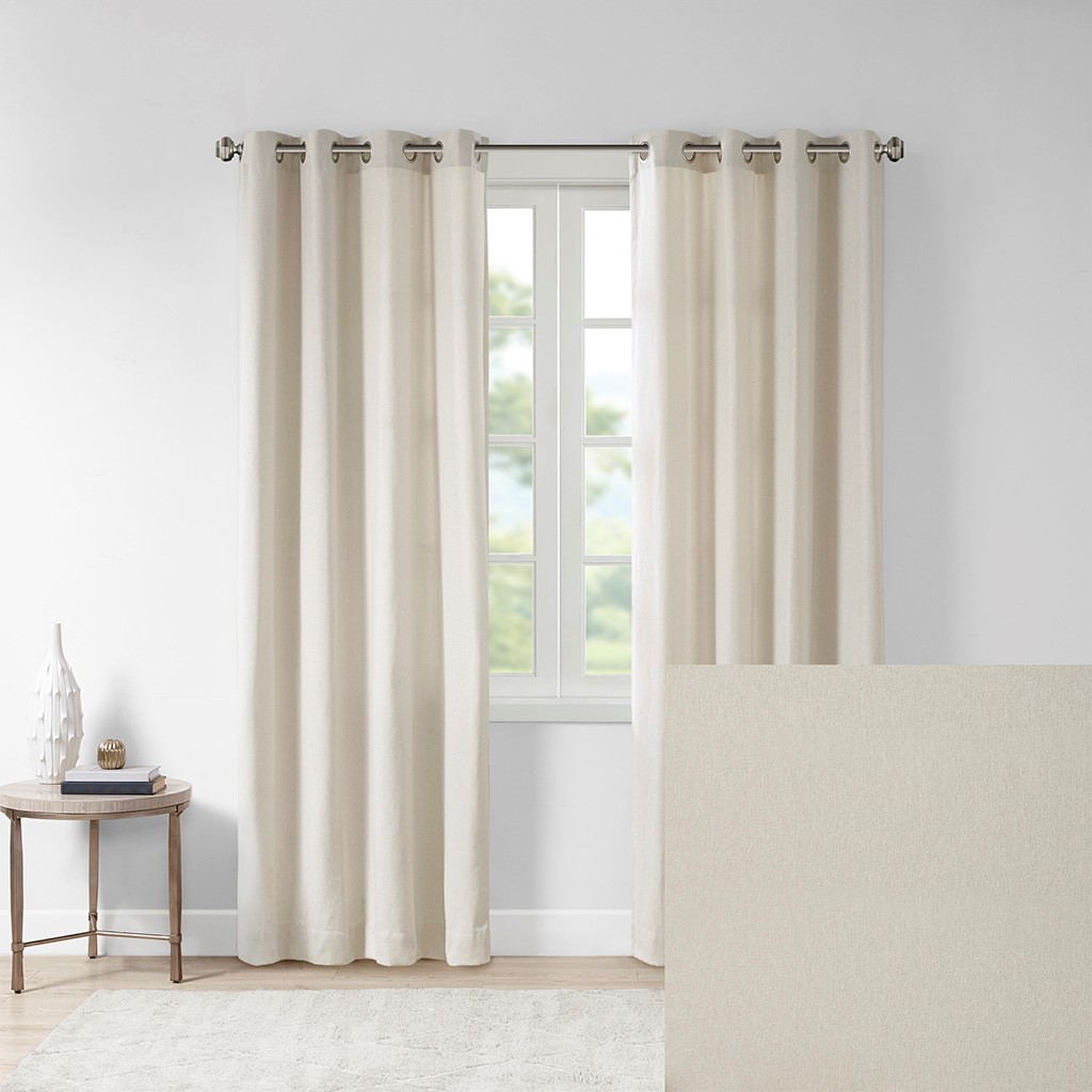 Plaid Rod Pocket And Back Tab Curtain Panel With Fleece Lining Natural 50x84_voghion.com