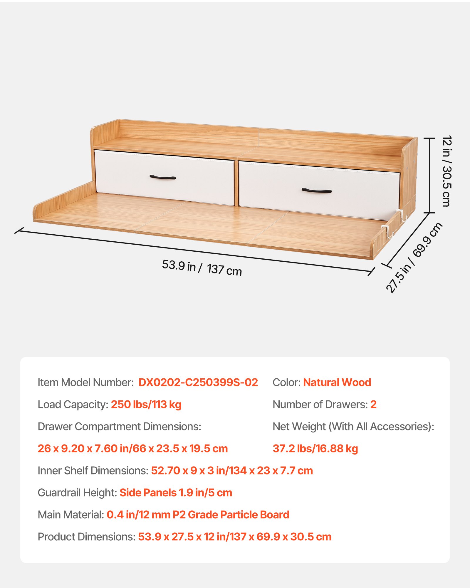 Washer Dryer Countertop With Shelf, 54 X 27.5 In Wooden Washer And Dryer Topper With 2 Drawers & 2 Hooks, Laundry Machine Topper For Laundry Closet Pantry Counter Organization And Storage, Burlywood