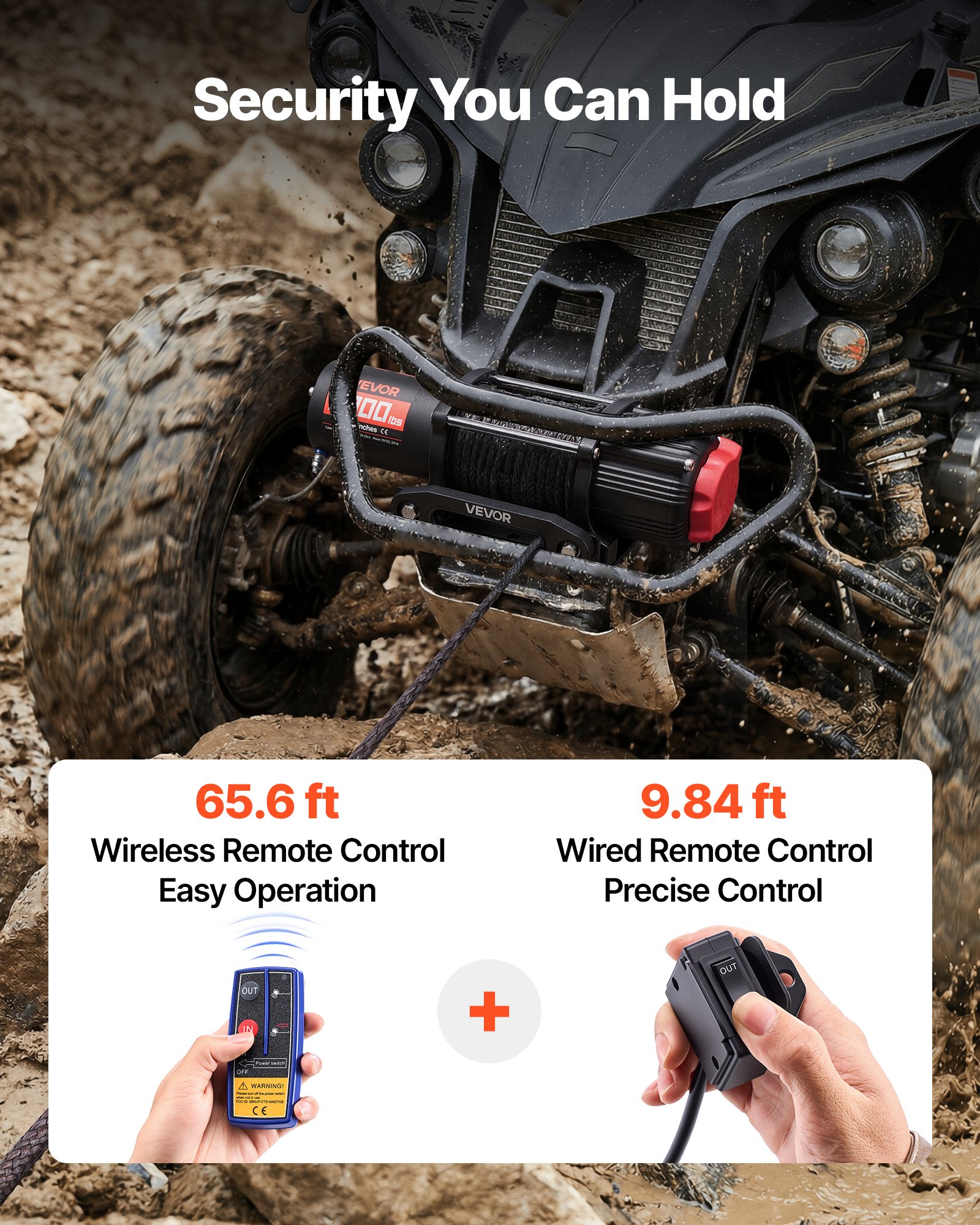 6000 Lbs Electric Winch, 12V DC ATV/UTV Winch With Φ0.24 In X 49.2 Ft Synthetic Rope, Wireless & Wired Remote Control, IP55 Waterproof, With Fairlead Mount Plate For Towing ATV UTV Off-Road