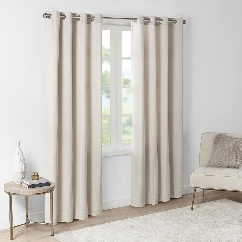 Plaid Rod Pocket And Back Tab Curtain Panel With Fleece Lining Natural 50x84_voghion.com