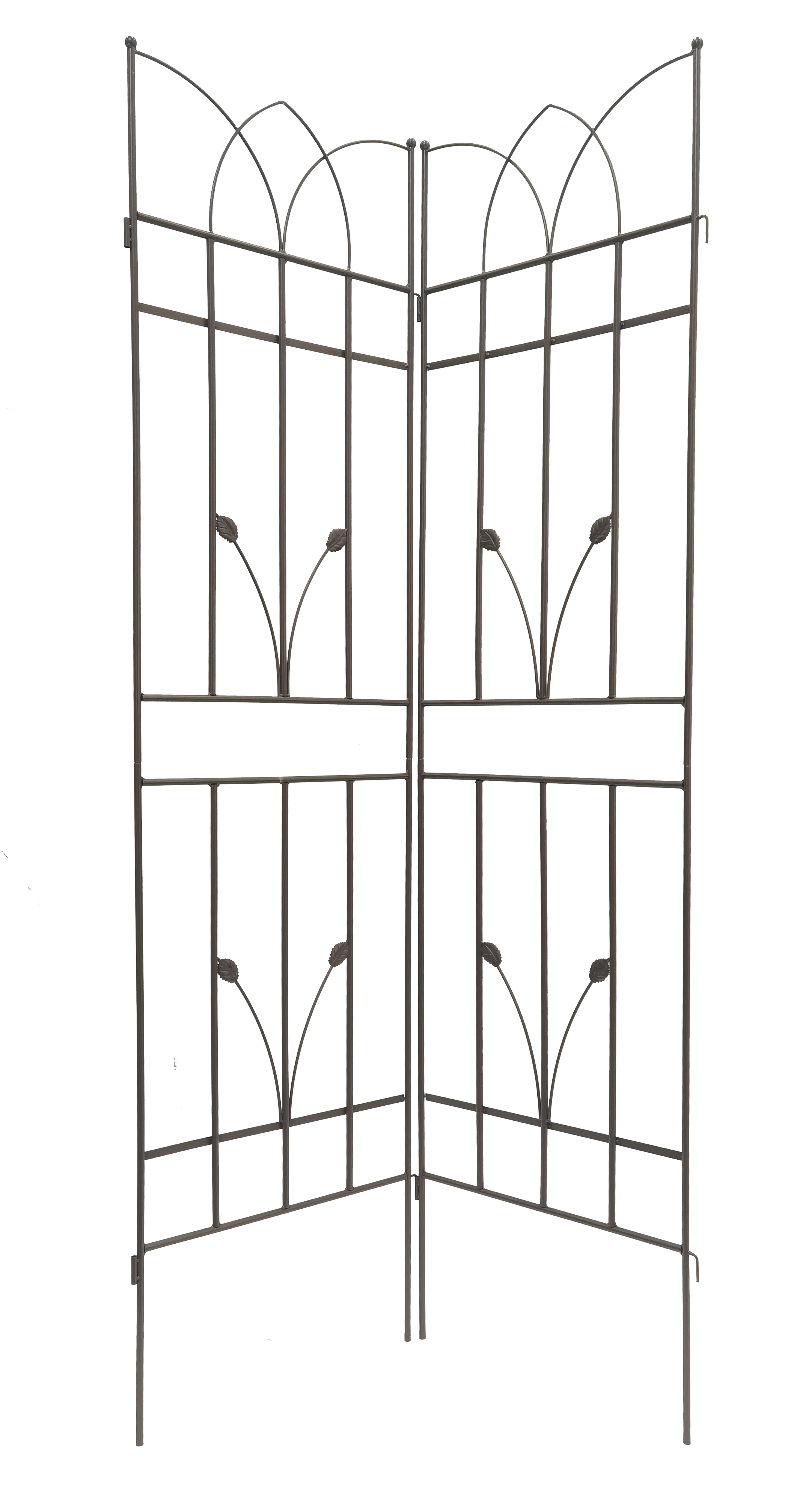Metal Garden Trellis Set For Climbing Plants Rustproof Brown_voghion.com
