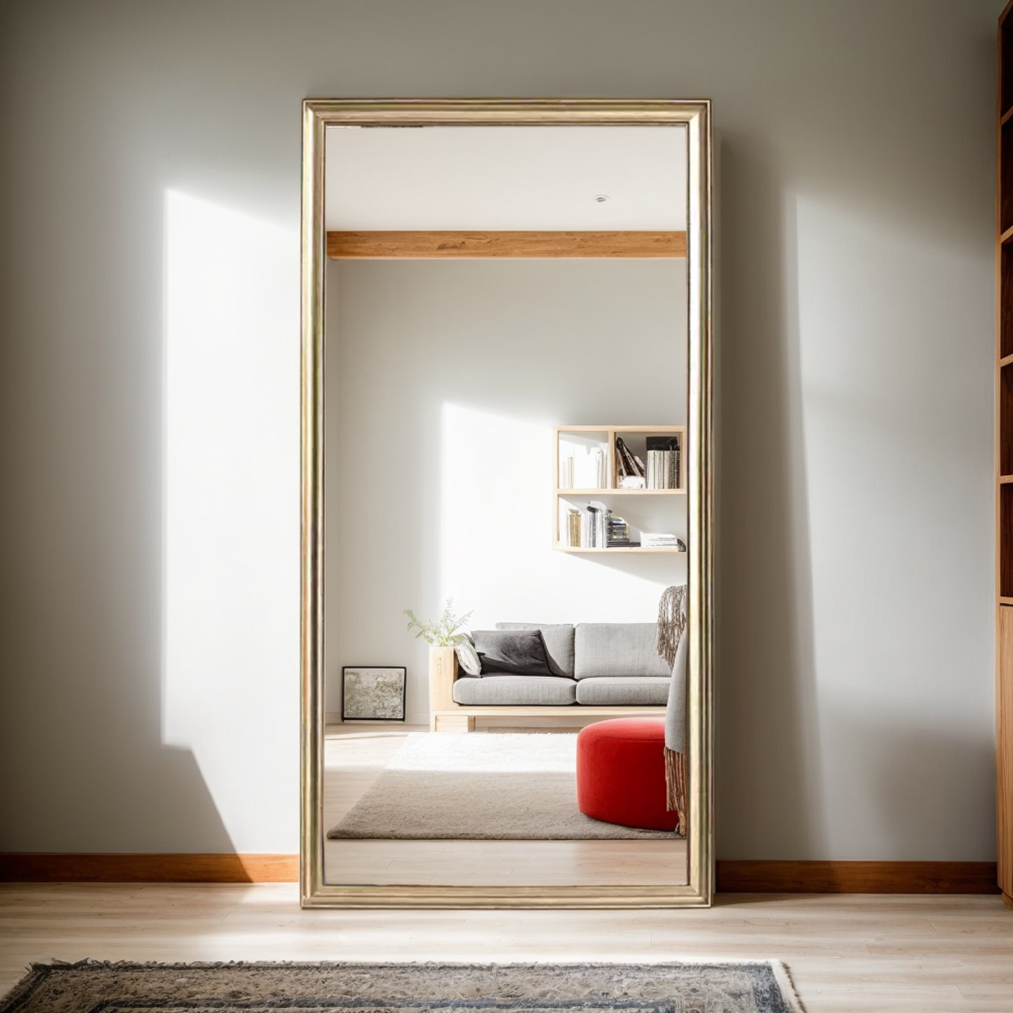 70  X 32  Gold Full Length Floor Mirror With PS Frame, Large Wall Mounted Or Leaning Body Mirror For Bedroom, Living Room, Entryway