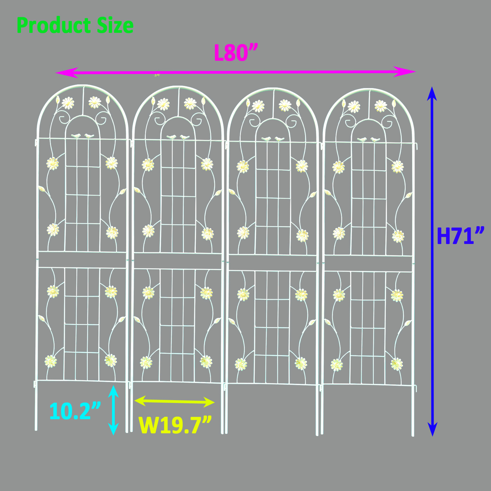 4 Pack Metal Garden Trellis 71  X 19.7  Rustproof Trellis For Climbing Plants Outdoor Flower Support Cream White