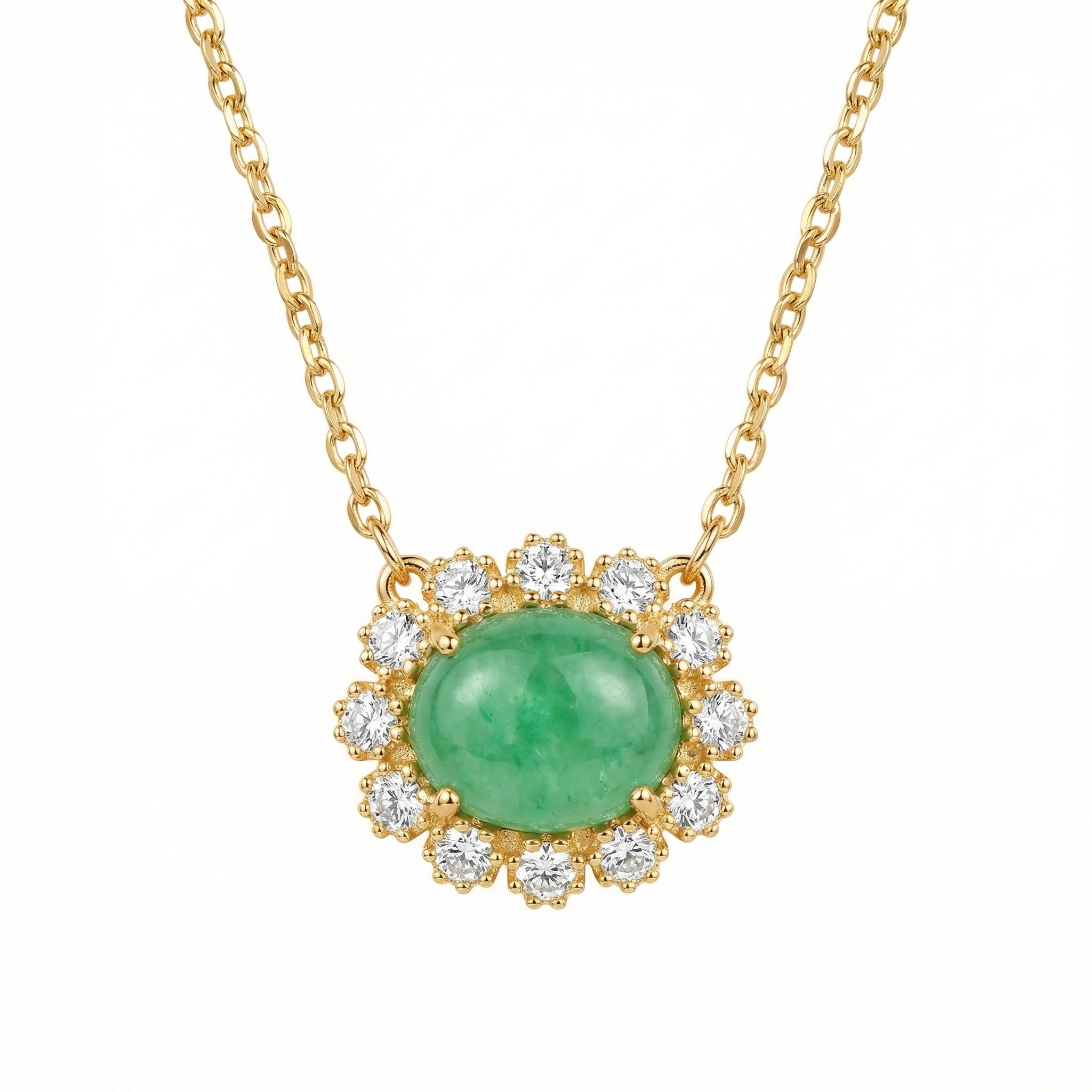 Sterling Silver Green Gemstone Pendant Necklace
