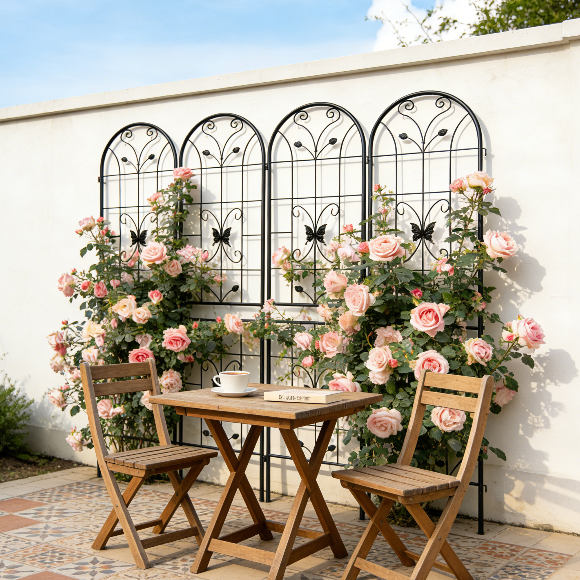 4 Pack Metal Garden Trellis 86.7  X 19.7  Rustproof Trellis For Climbing Plants Outdoor Flower Support Black
