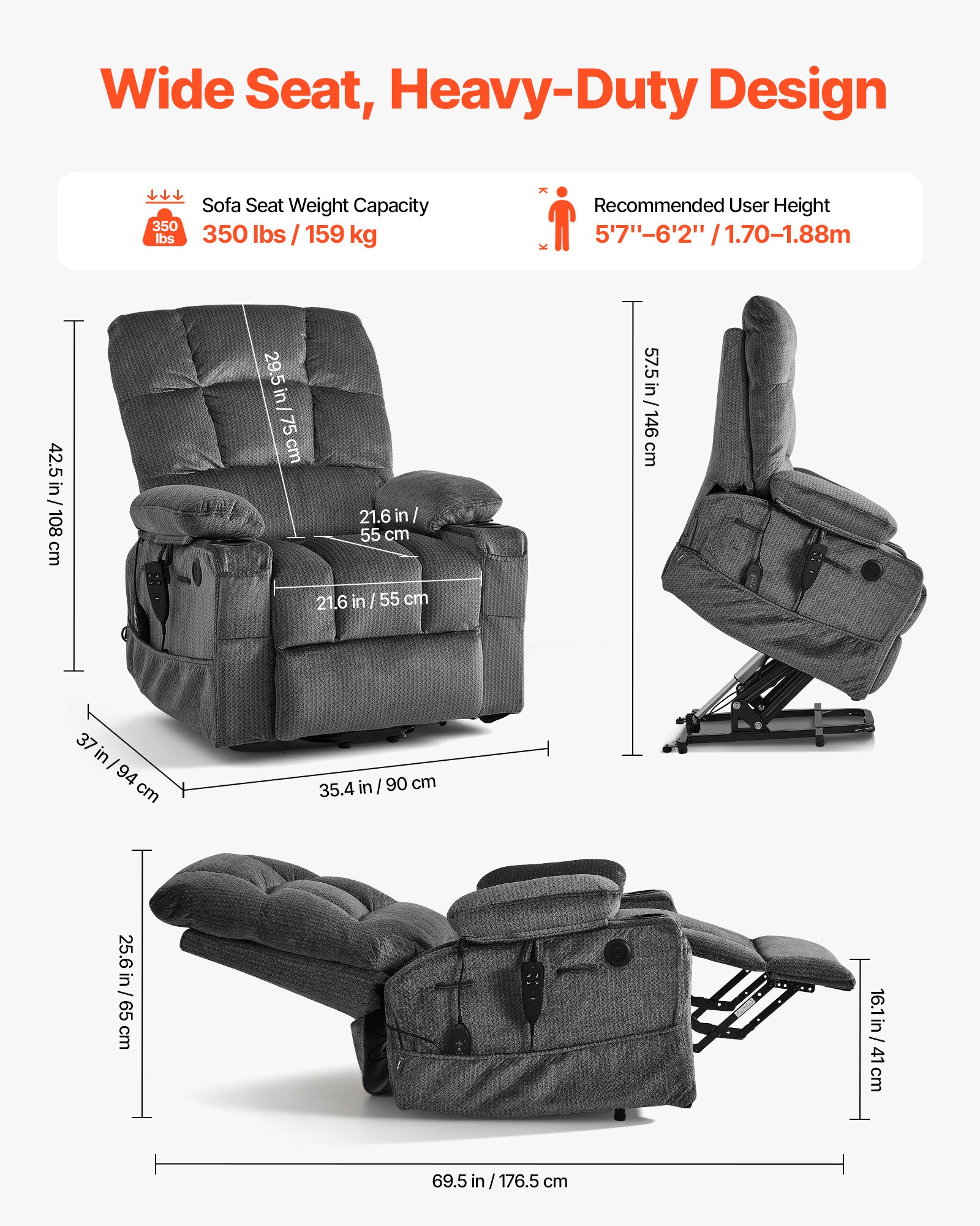 Power Lift Recliner Chair — Dual Motor — photo 5