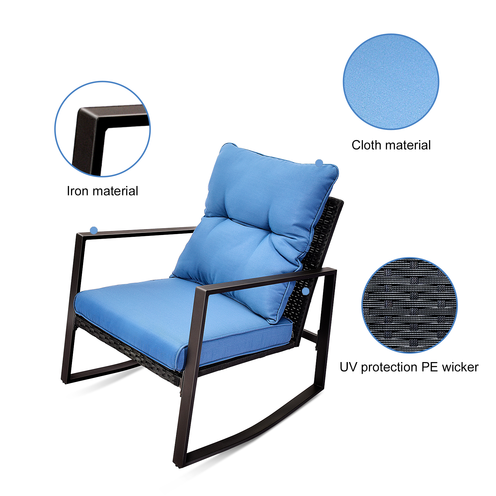 3-Piece Wicker Rocking Bistro Set, picture 4 of 4
