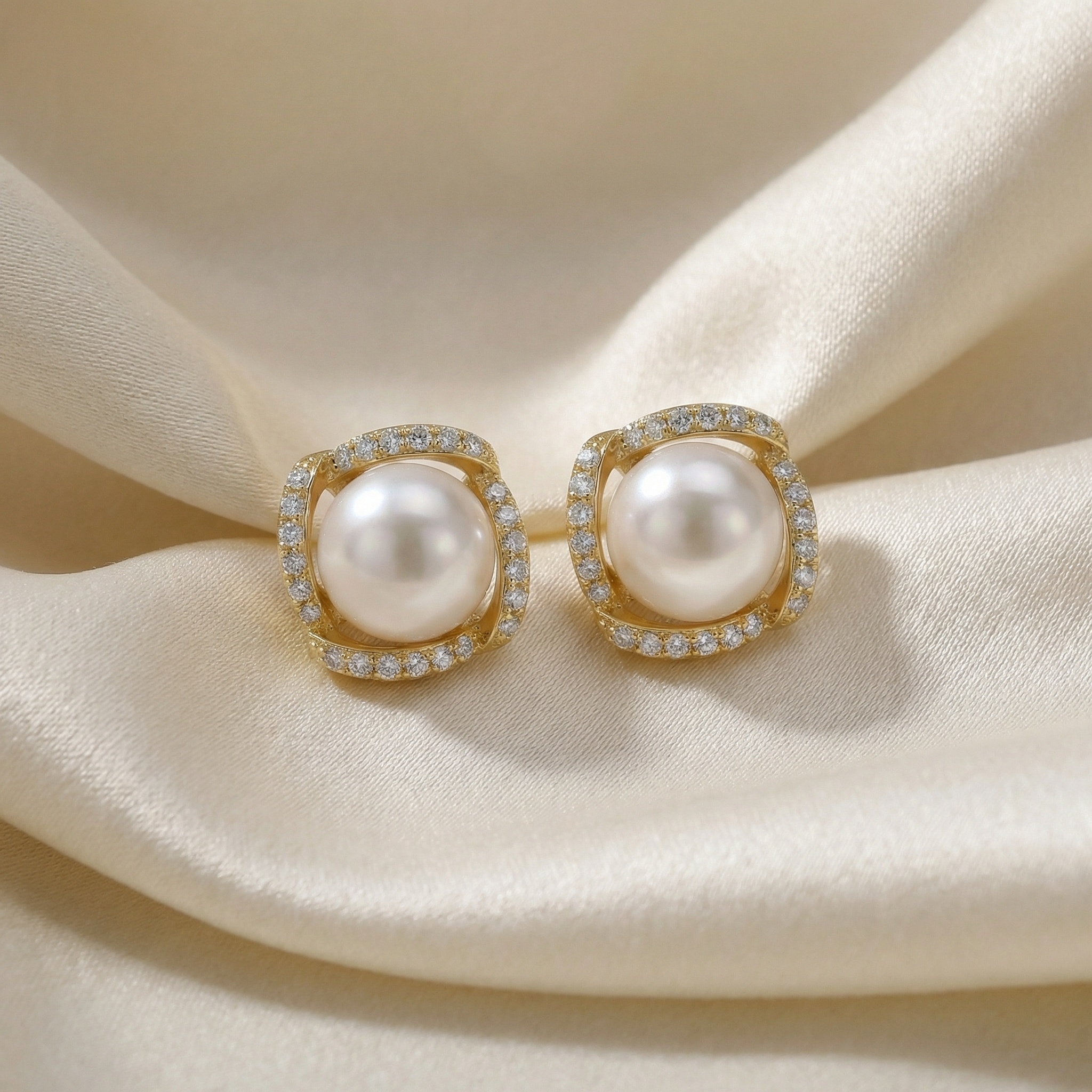 Sterling Silver Pearl Stud Earrings, picture 3 of 3