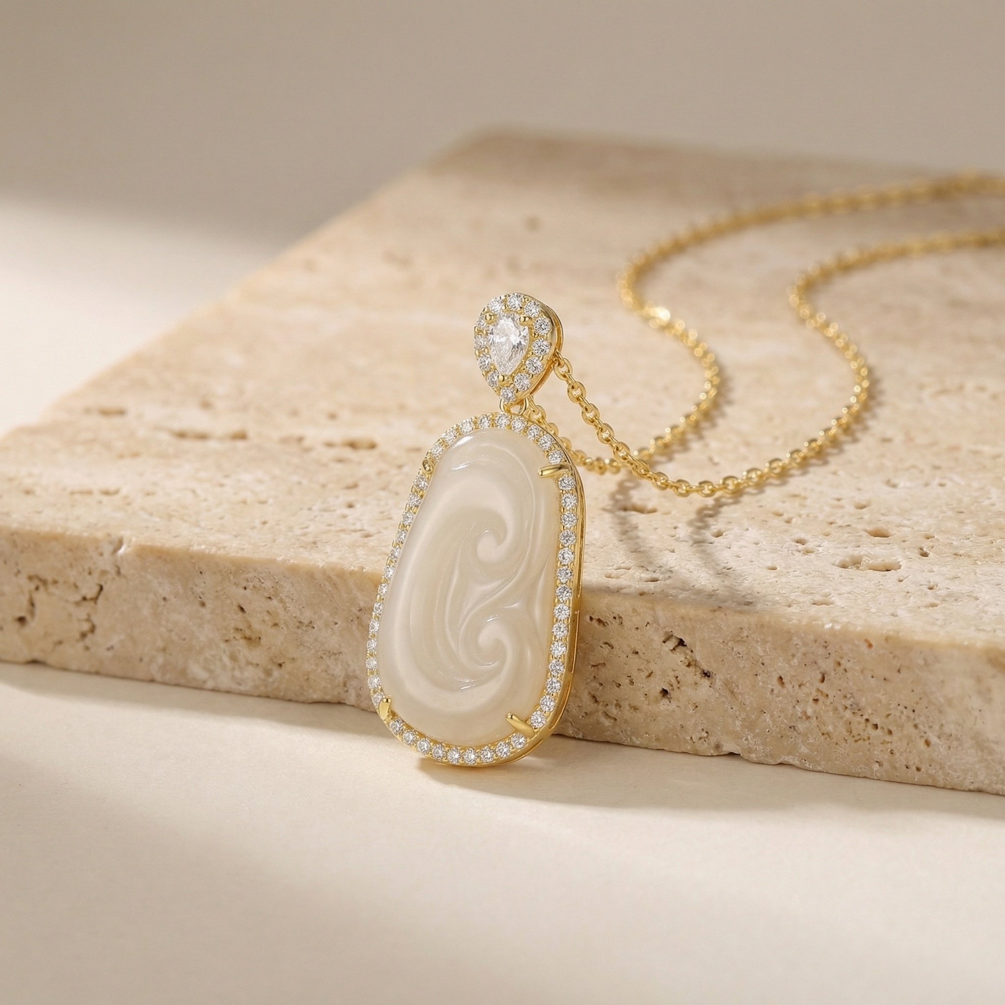 Sterling Silver Jade Pendant Necklace, picture 3 of 4