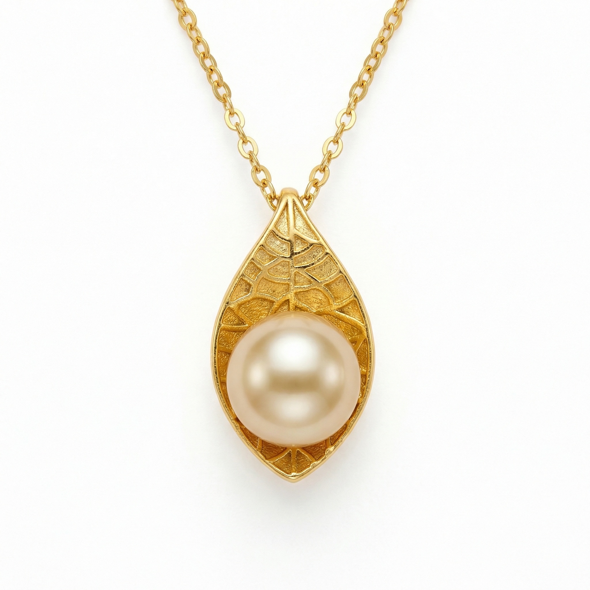 Sterling Silver Leaf Pearl Pendant