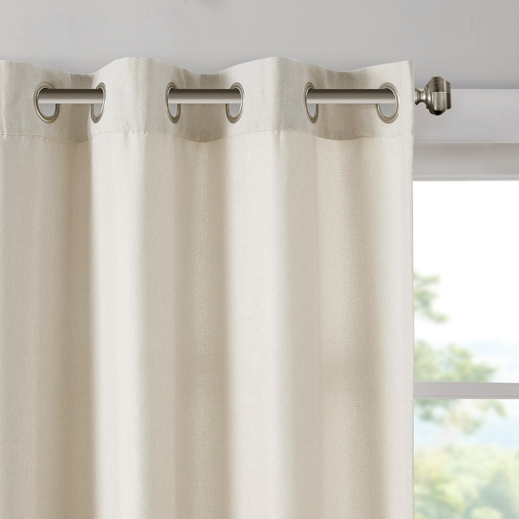 Plaid Rod Pocket And Back Tab Curtain Panel With Fleece Lining Natural 50x84_voghion.com