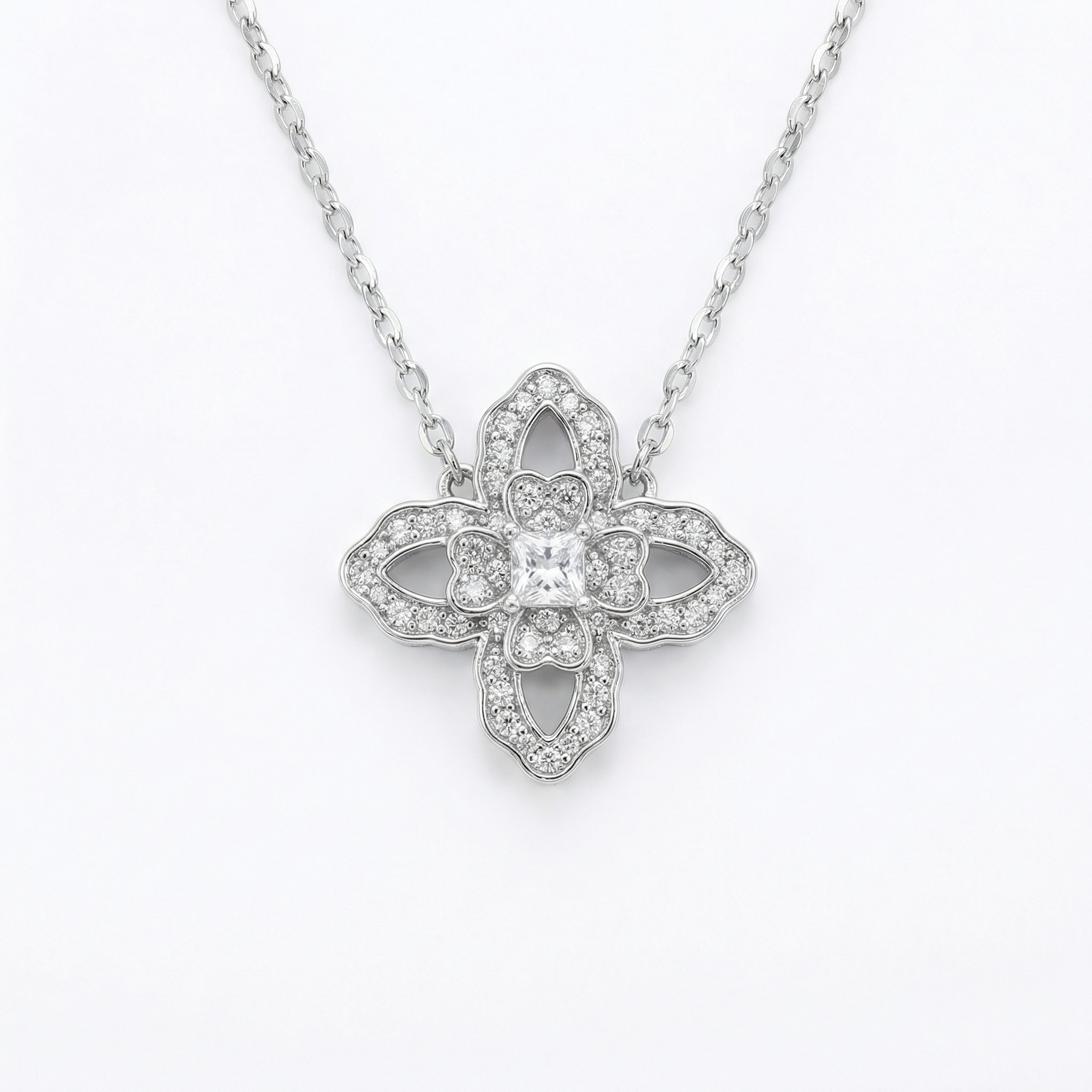 Sterling Silver Clover Pendant Necklace
