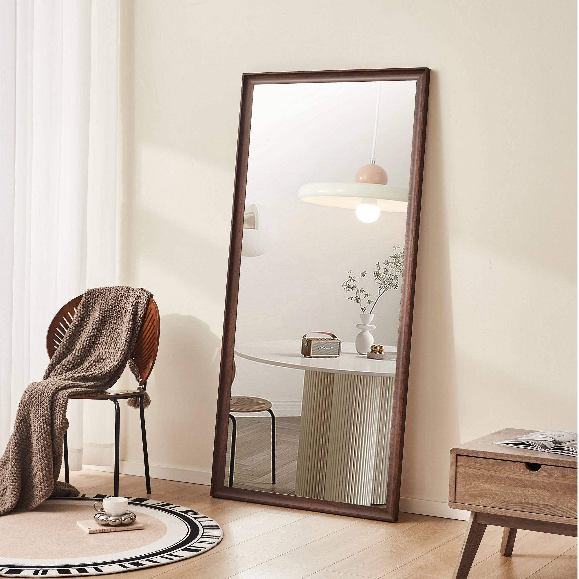 Full Length Mirror 70 X 31 , Wall-Mounted Mirror, Faux Wooden Frame,vintage Full Length Mirror,Stylish Big And Tall Body Mirror - Image 1