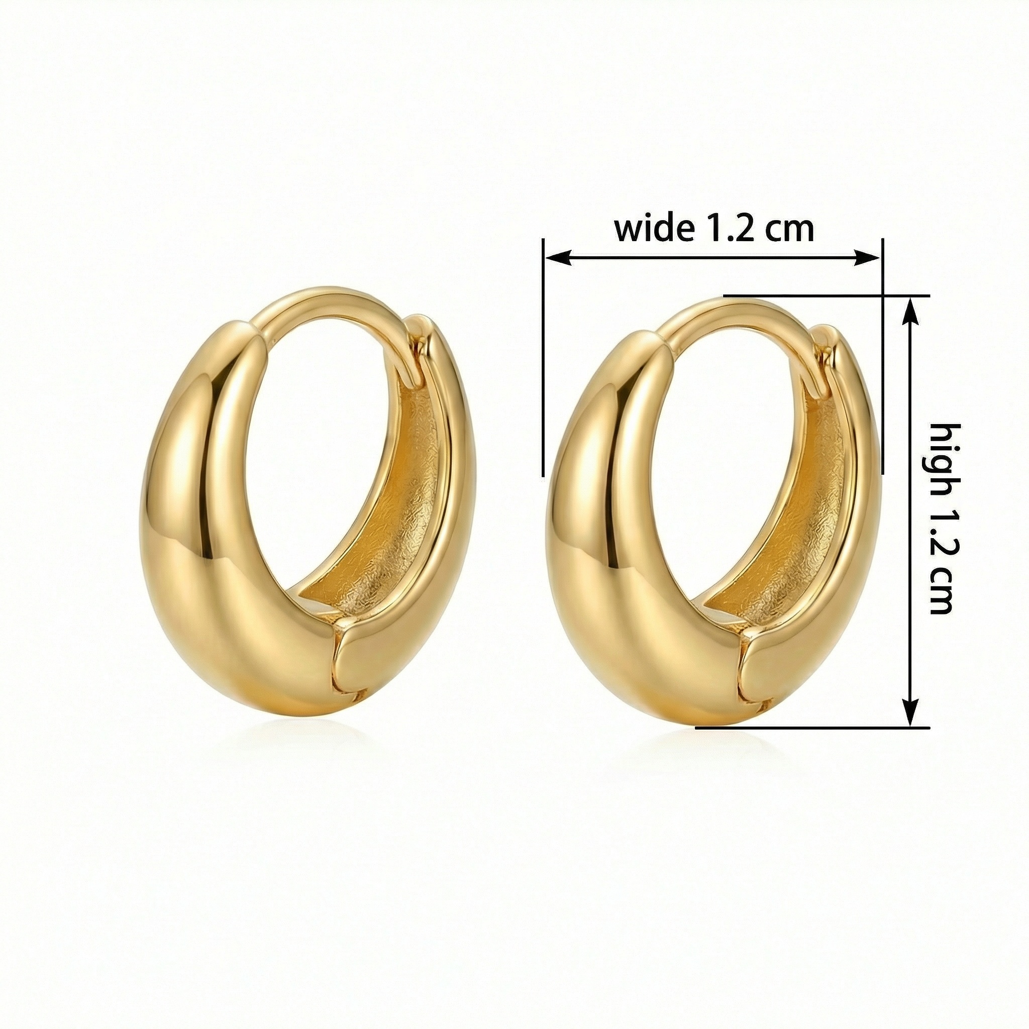 925 Sterling Silver Elegant Polished Chunky Huggie Hoop Earrings with Secure Hinge for Everyday Glamour 