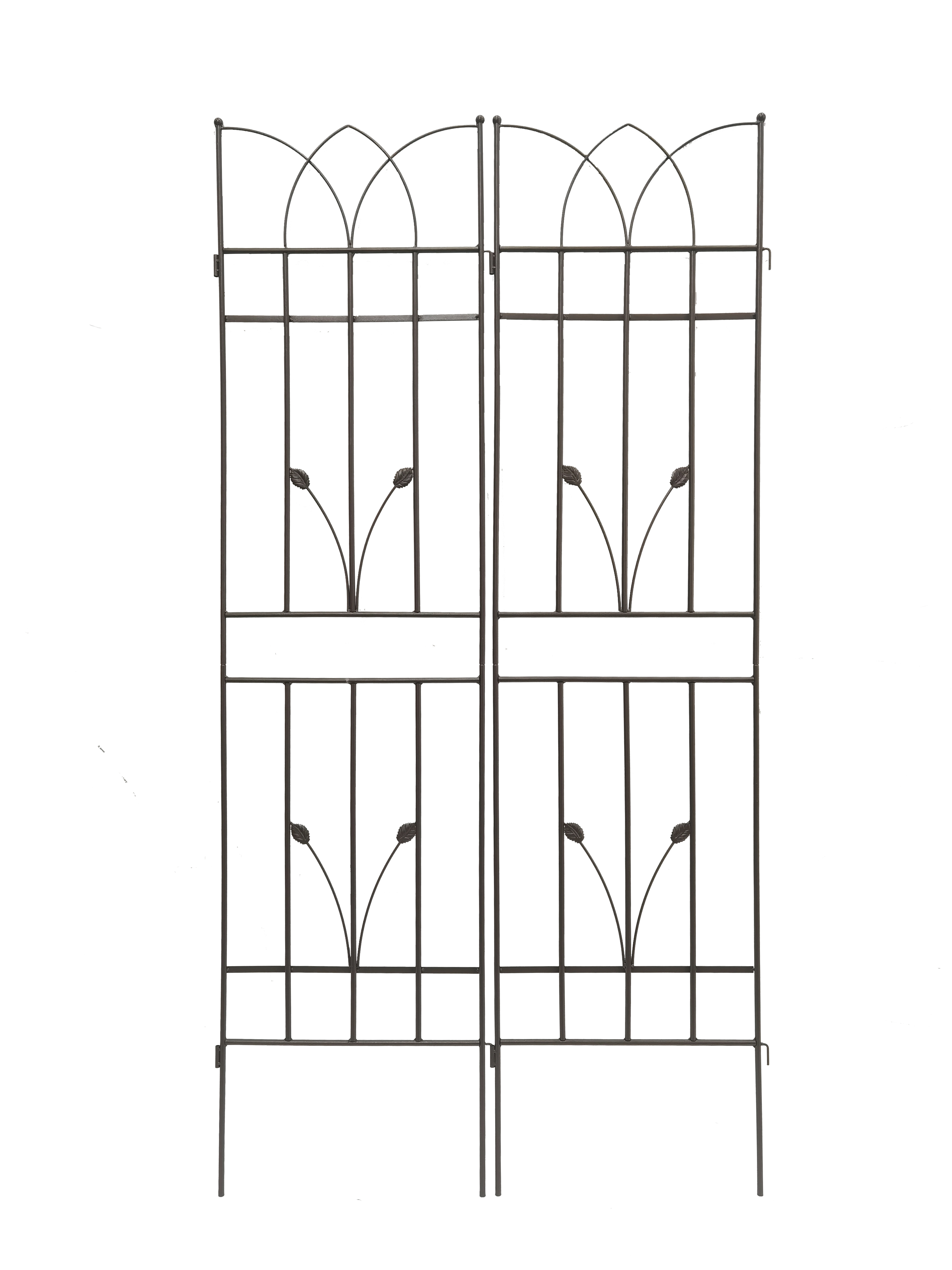 Metal Garden Trellis Set For Climbing Plants Rustproof Brown_voghion.com